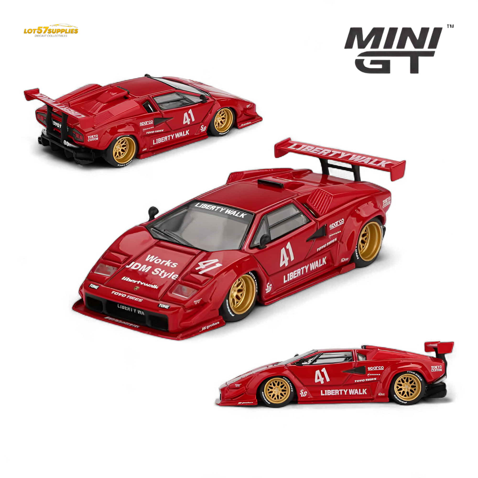 (Pre-Order) MiniGT Lamborghini Countach LB-WORKS Red 1:64