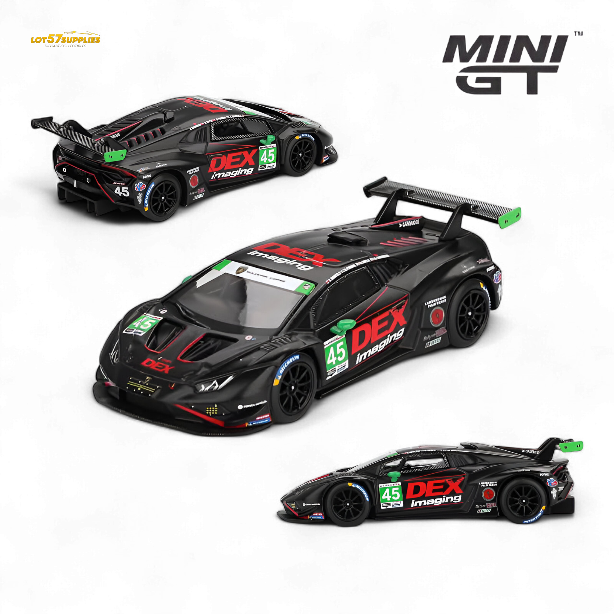 (Pre-Order) MiniGT Lamborghini Huracan STO2 LB 645 DEX Imaging 2024 IMSA Daytona 24 Hrs 1:64