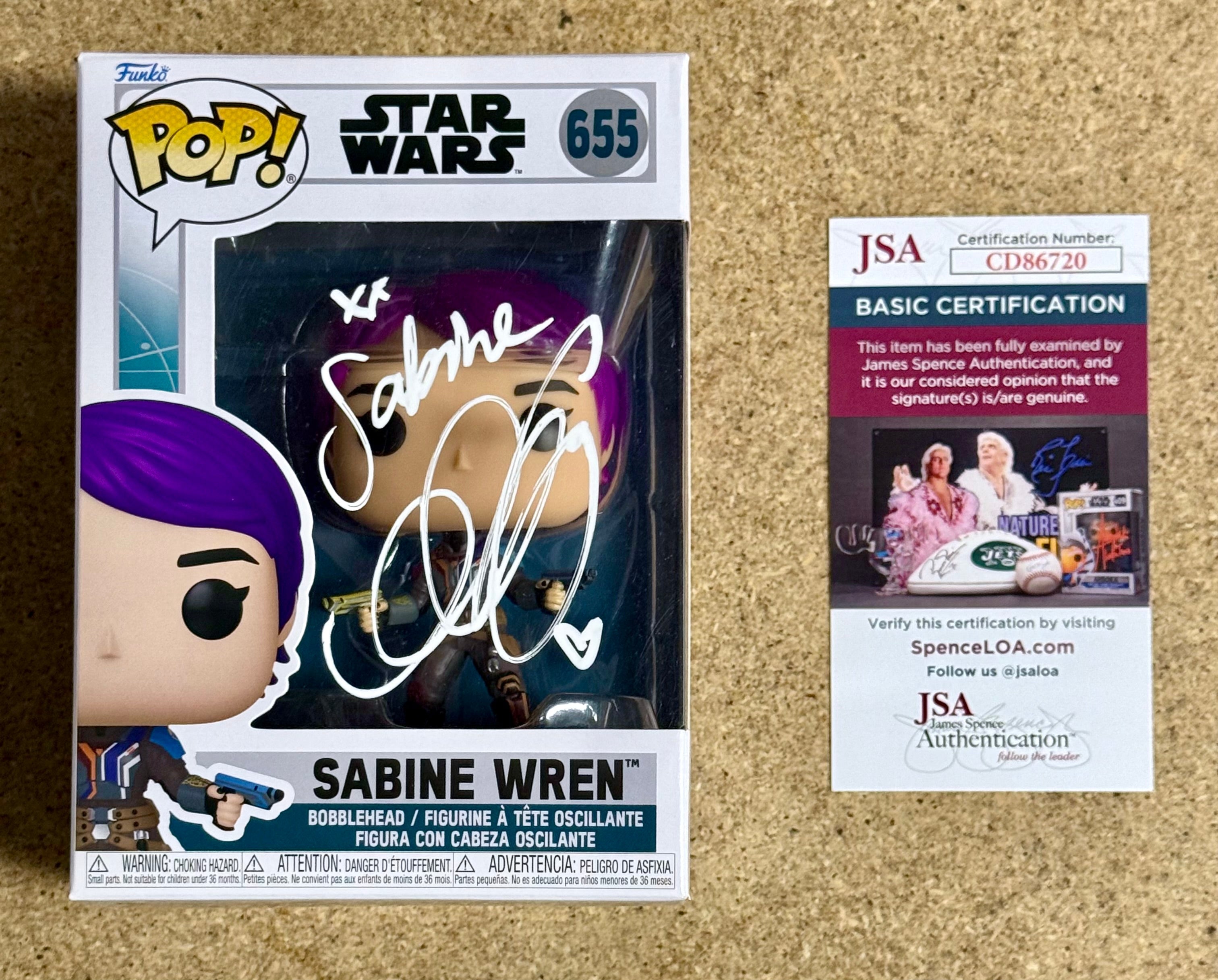 Natasha Liu Bordizzo Signed Star Wars Sabine Wren Funko Pop! #655 With JSA COA
