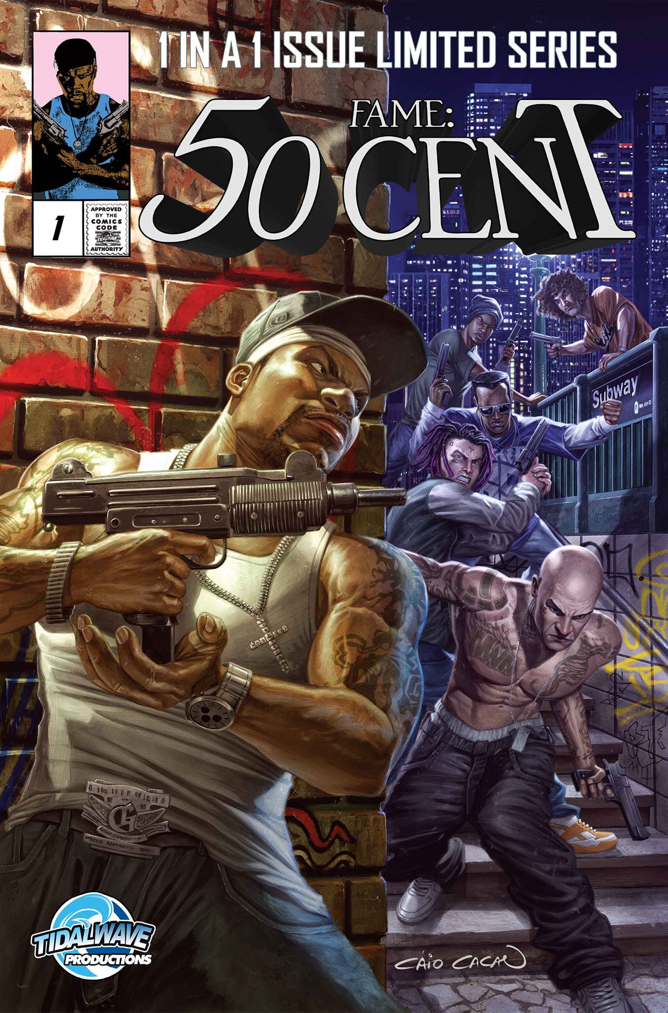 FAME: 50 CENT (CAIO CACAU PUNISHER HOMAGE) COMIC BOOK ~ TIDAL WAVE BIOGRAPHY