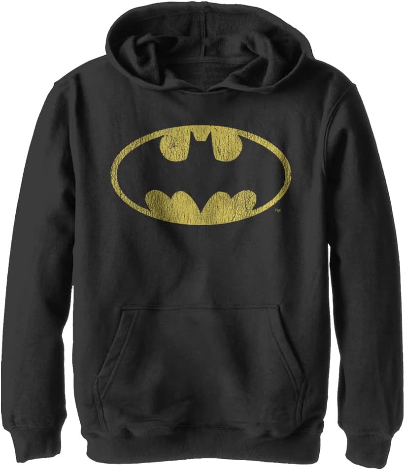 DC Comics unisex-child Batman Yellow Bat Youth Pullover Hoodie