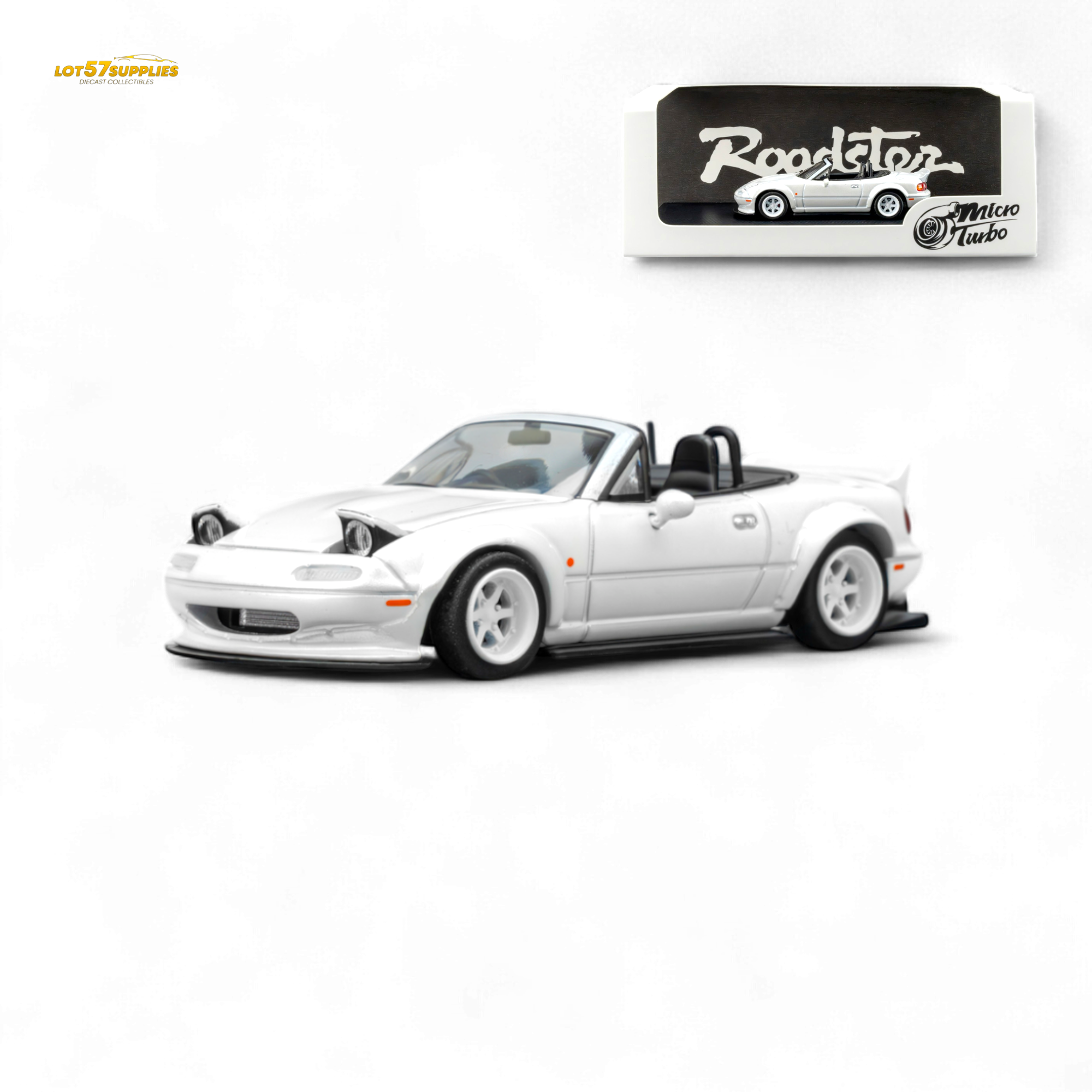 Microturbo Custom MX5 Rocket Bunny - Metallic White 1:64