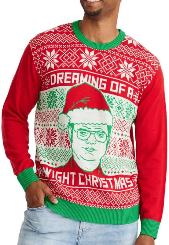 The Office Men's Ugly Christmas Sweater Dreaming of A Dwight Christmas
