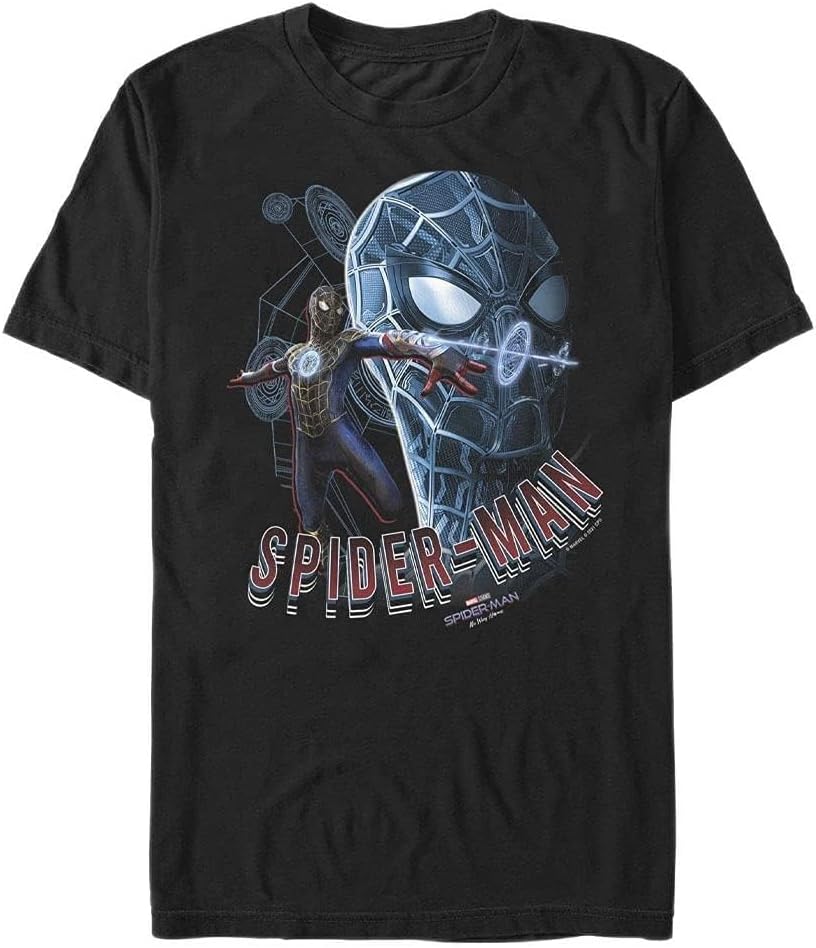 Marvel mens Marvel Spider-man No Way Home Tech Suit Action Profile Shot Men's T-shirt T Shirt, Black, Medium US