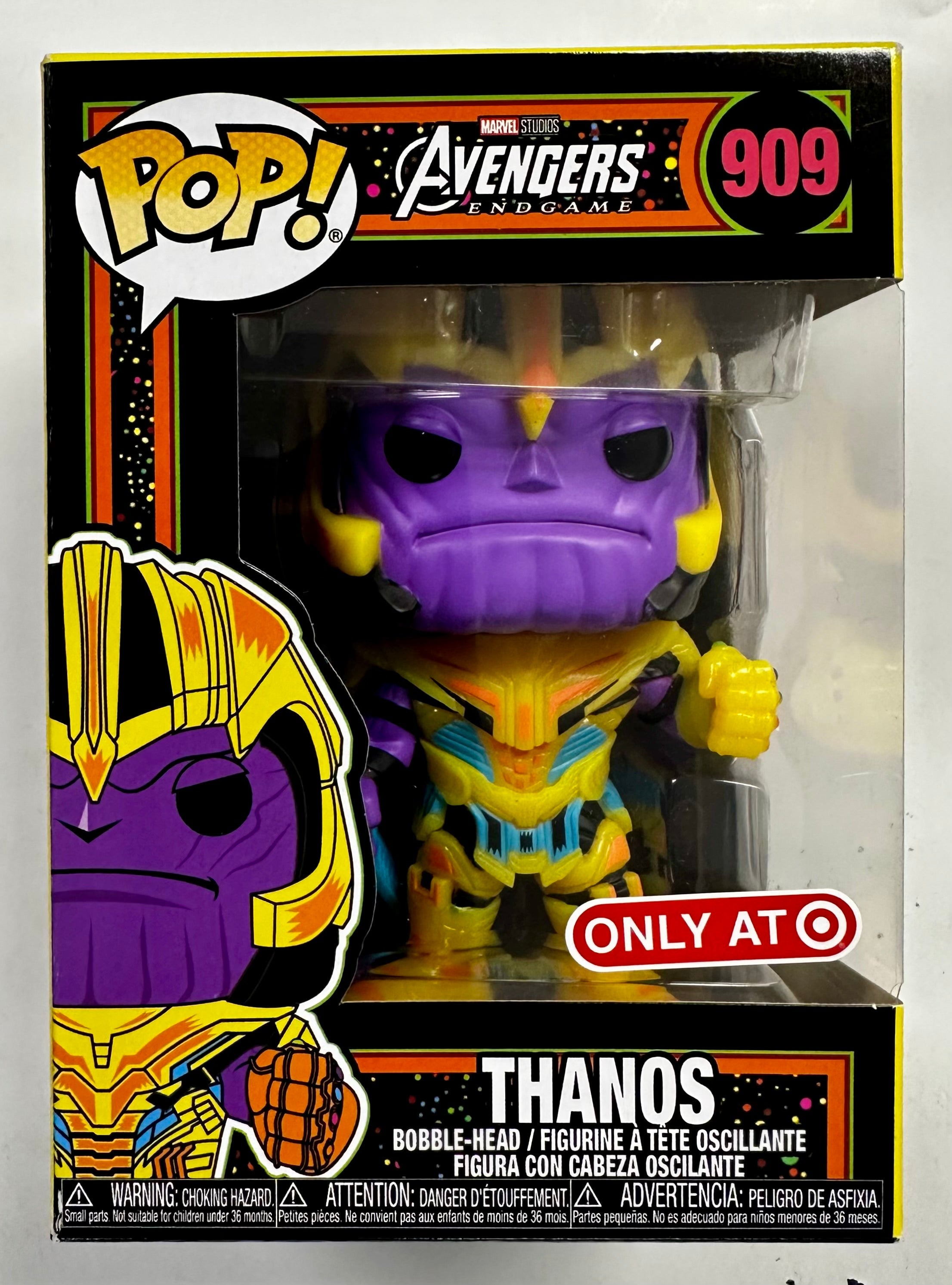 Funko Pop! Marvel Thanos #909 Avengers Endgame Black Light Target 2022 Exclusive