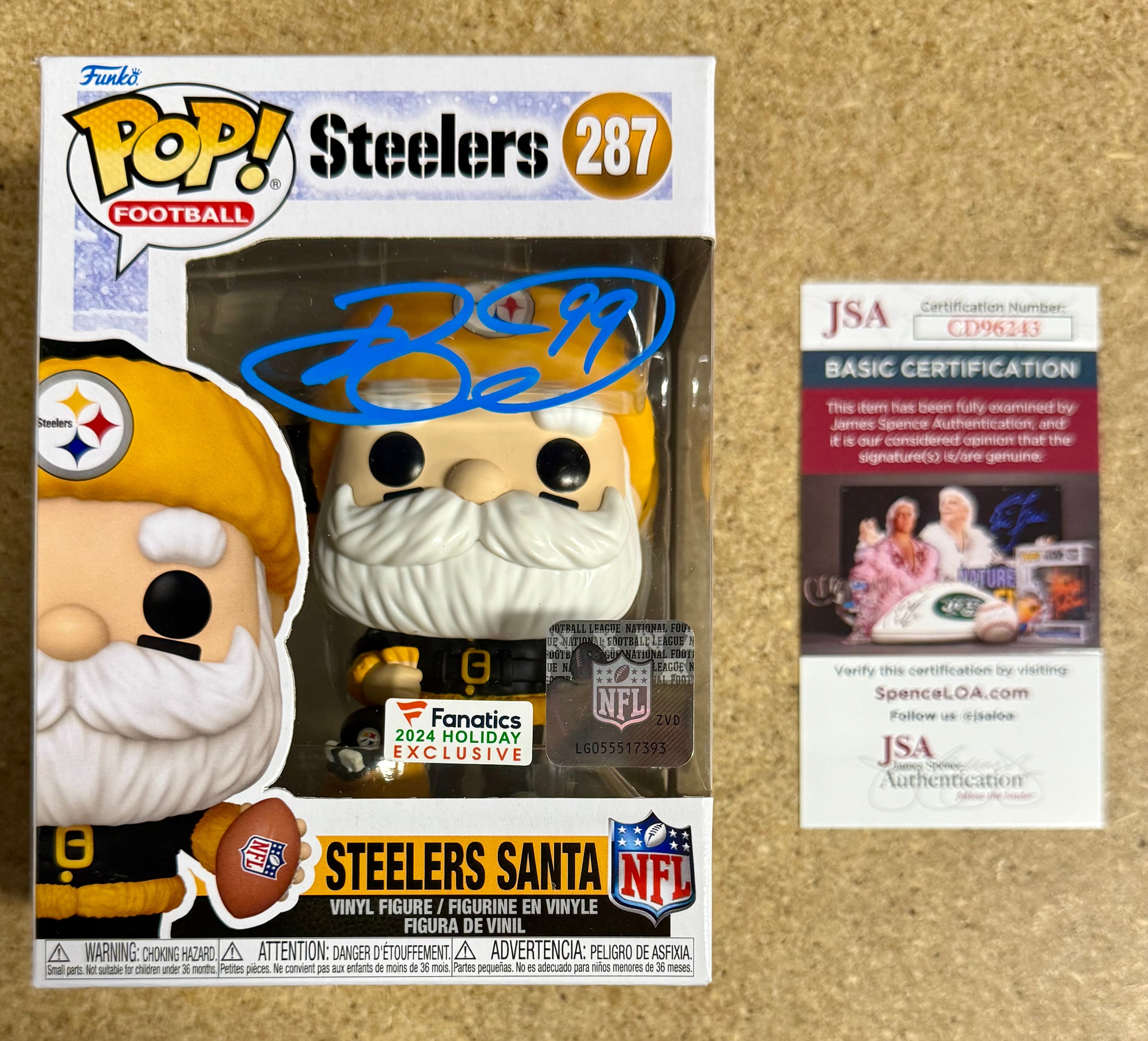 Brett Keisel Signed NFL Pittsburgh Steelers Santa Funko Pop! #287 With JSA COA
