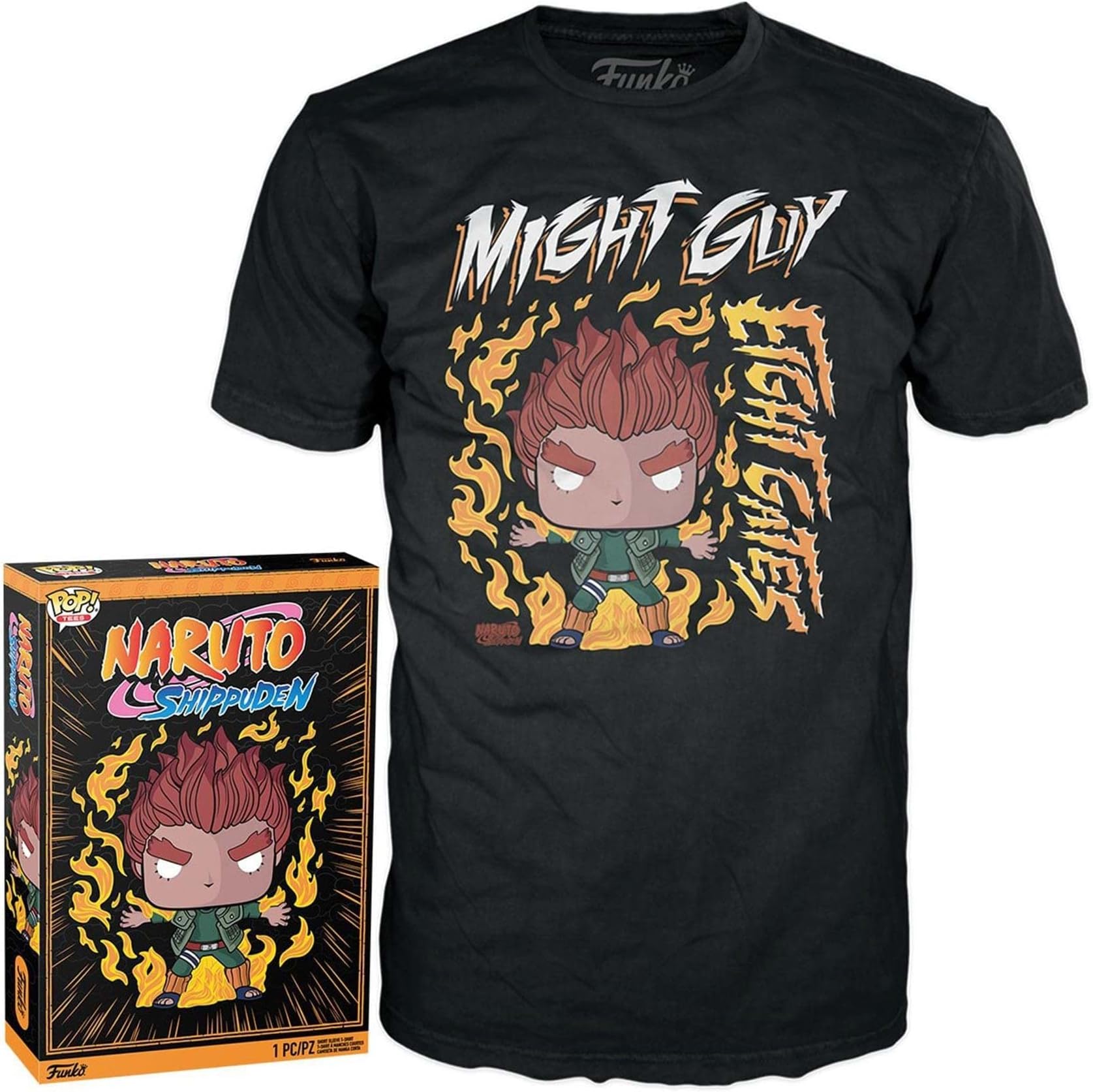 Funko Boxed Tee: Naruto - 8 Gates Guy - Large - (L) - T-Shirt - Clothes - Gift Idea - Short Sleeve Top for Adults Unisex Men and Women - Official Merchandise - Anime Fans