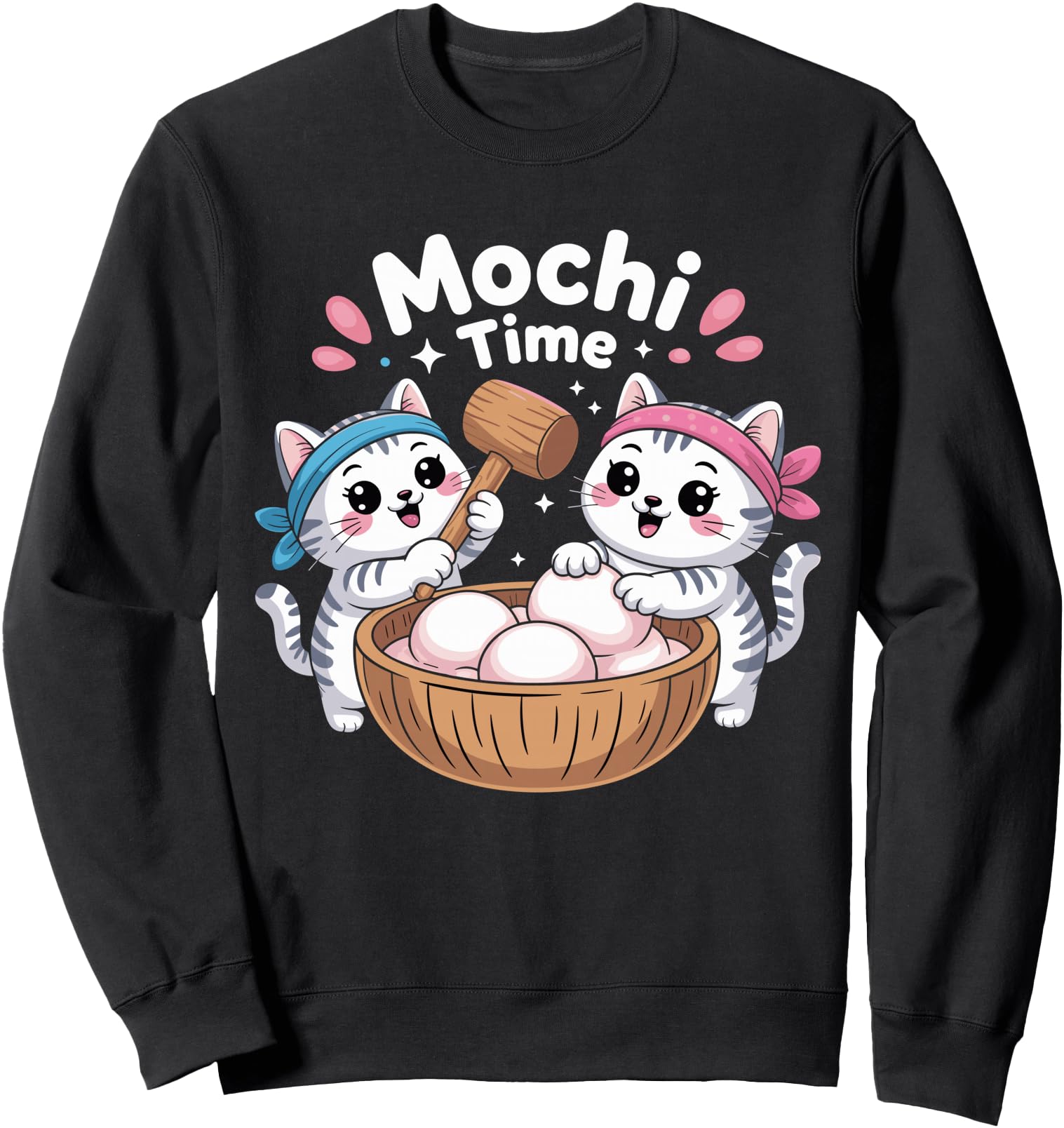 Mochi Time Cute Kawaii Cats Making Japanese Sweets Sweatshirt