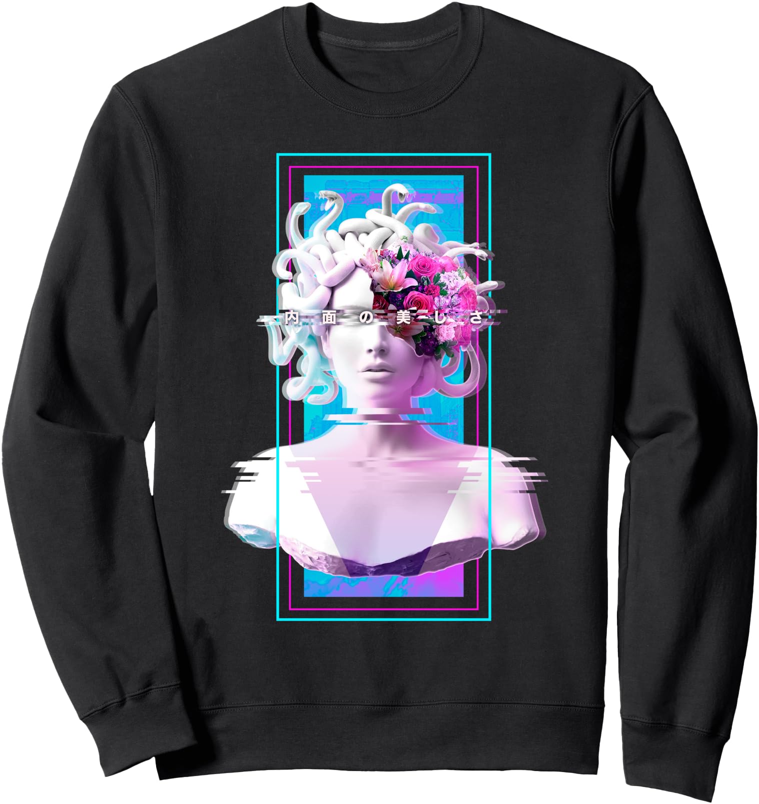 Vaporwave Medusa Statue Aesthetic Art Glitch Japanese Otaku Sweatshirt