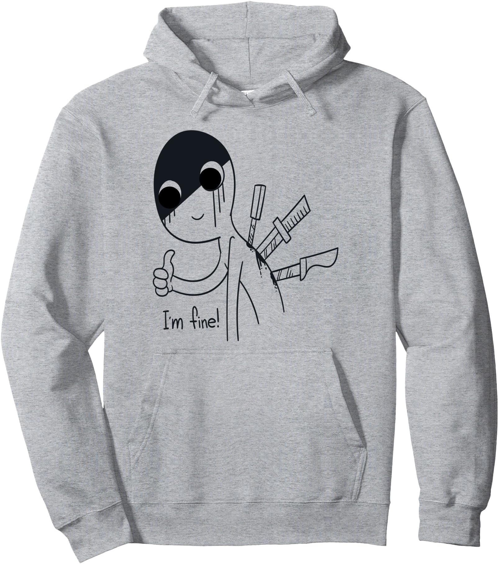 I'm Fine Knife In Back Graphic Novelty Sarcastic Funny Mens Pullover Hoodie