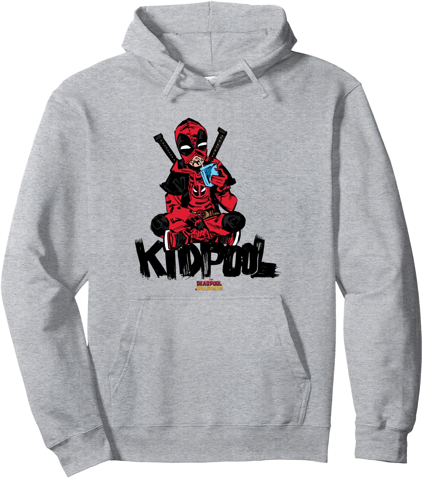 Marvel Deadpool & Wolverine Kidpool Sipping Juice Pullover Hoodie