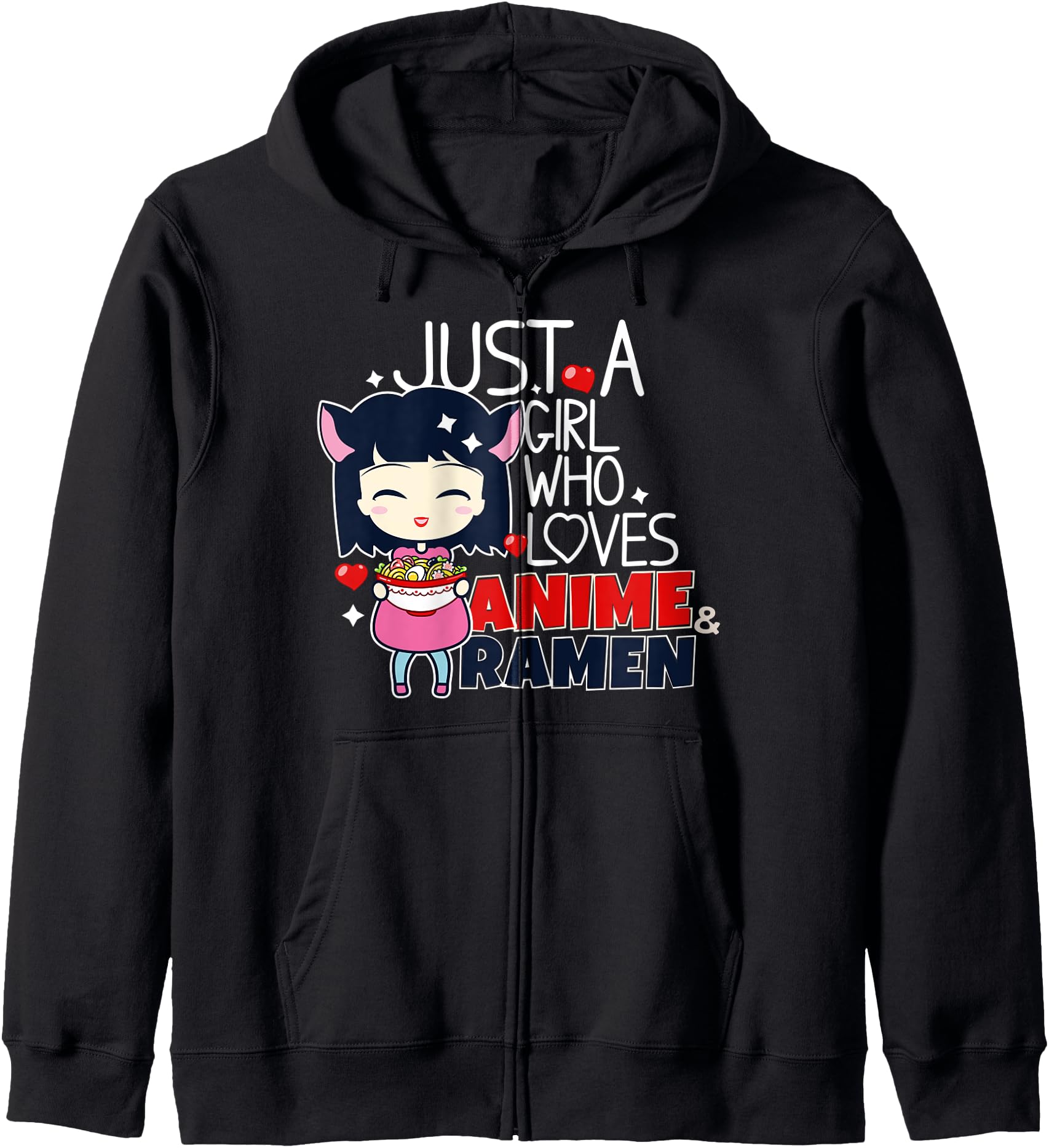 Just a Girl Who Loves Anime and Ramen Otaku Anime Merch Hoodie
