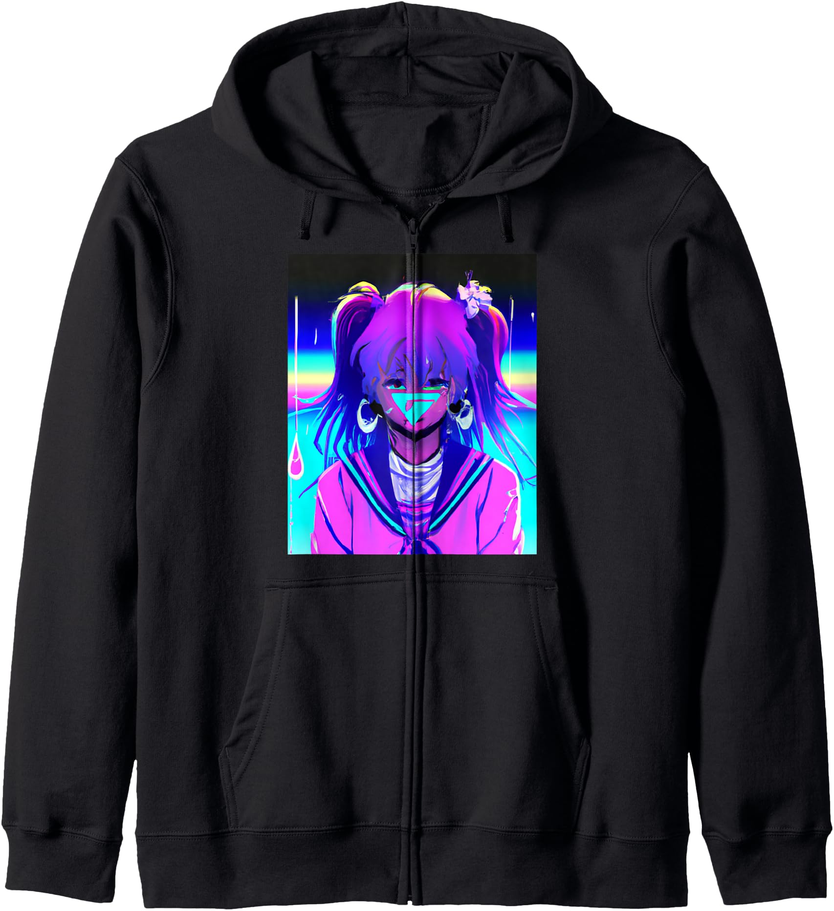 Pastel Aesthetic Anime Girl Synthwave Sad Girl Anime Merch Hoodie