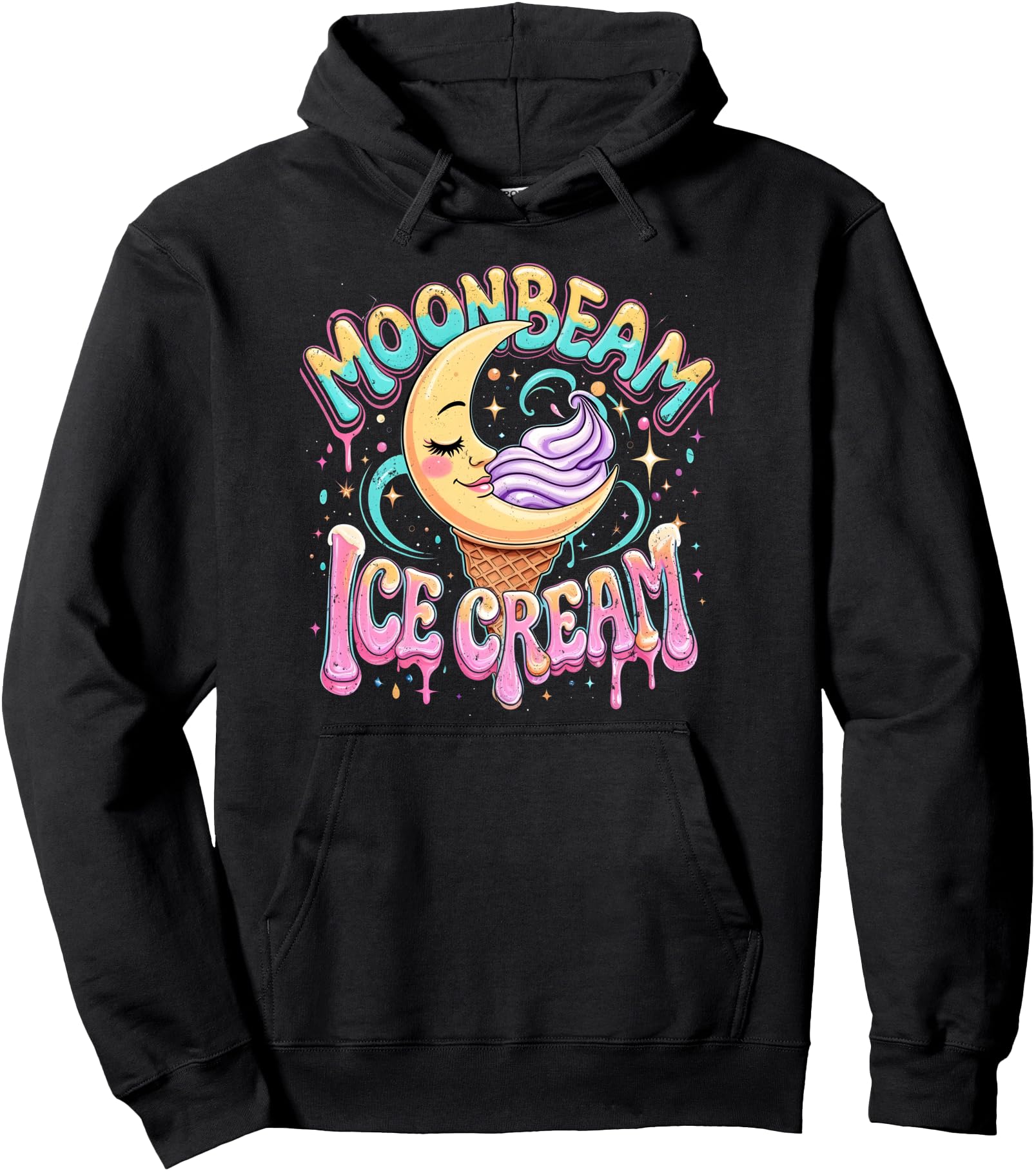 Moonbeam Ice Cream Cute Celestial Dessert Art Pullover Hoodie