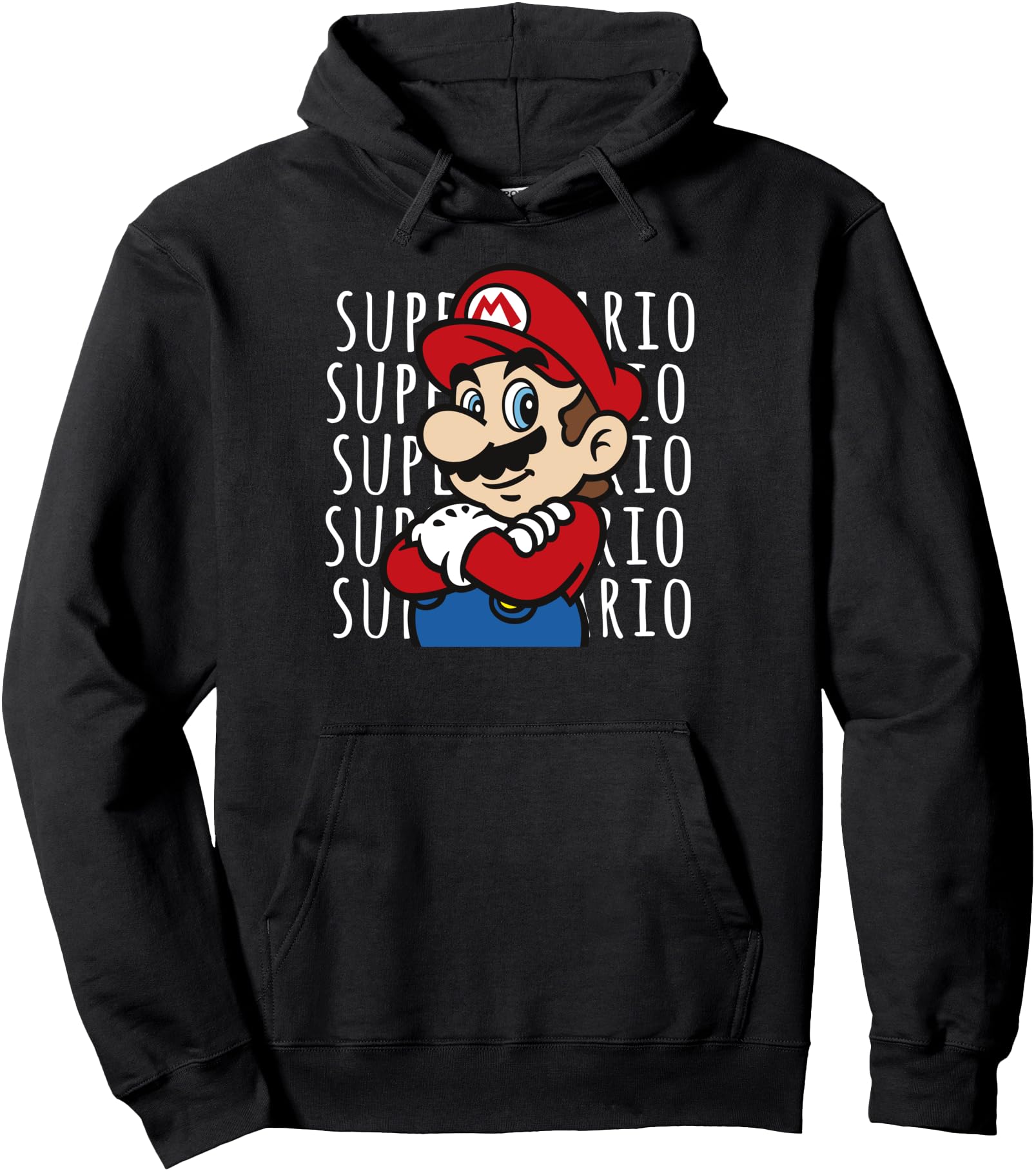 Nintendo Super Mario Name Repeat Pose Graphic Hoodie Pullover Hoodie