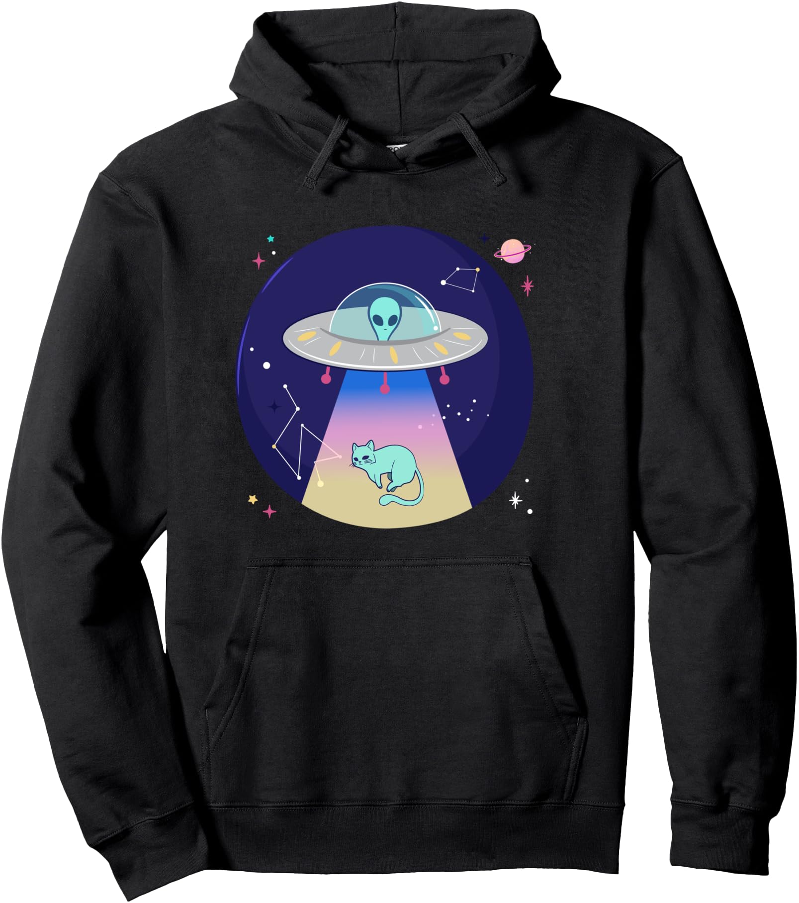 Space Alien Cat Kawaii Pastel Goth Japanese Anime Comic Pullover Hoodie