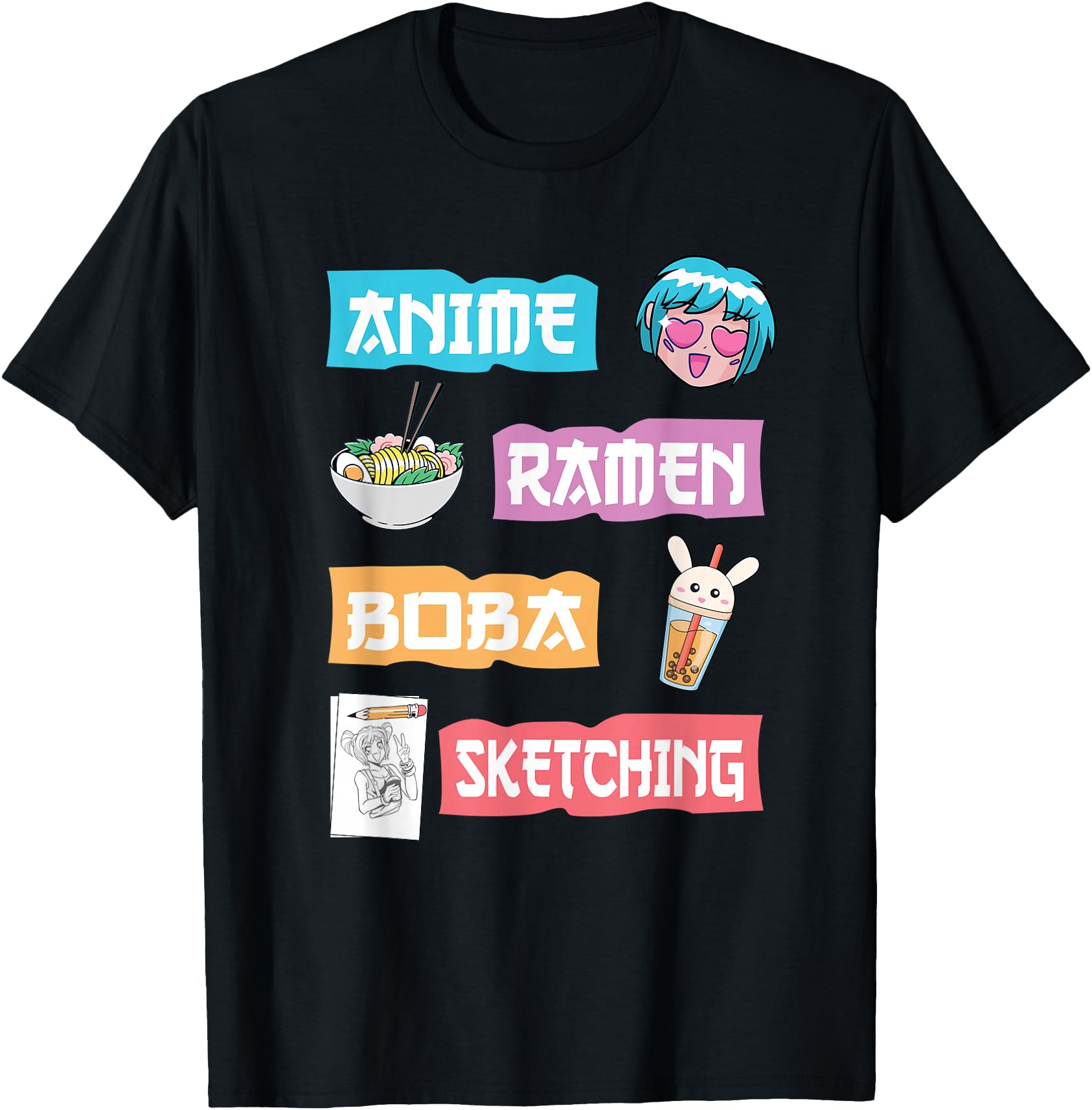 Anime Manga Stuff Gift Ideas For Teen Girls Women - Kawaii Anime Lover Merch Gift T-Shirt - Black - Unisex-Youth - Small - Short Sleeve - T-Shirt - Novelty T-Shirts