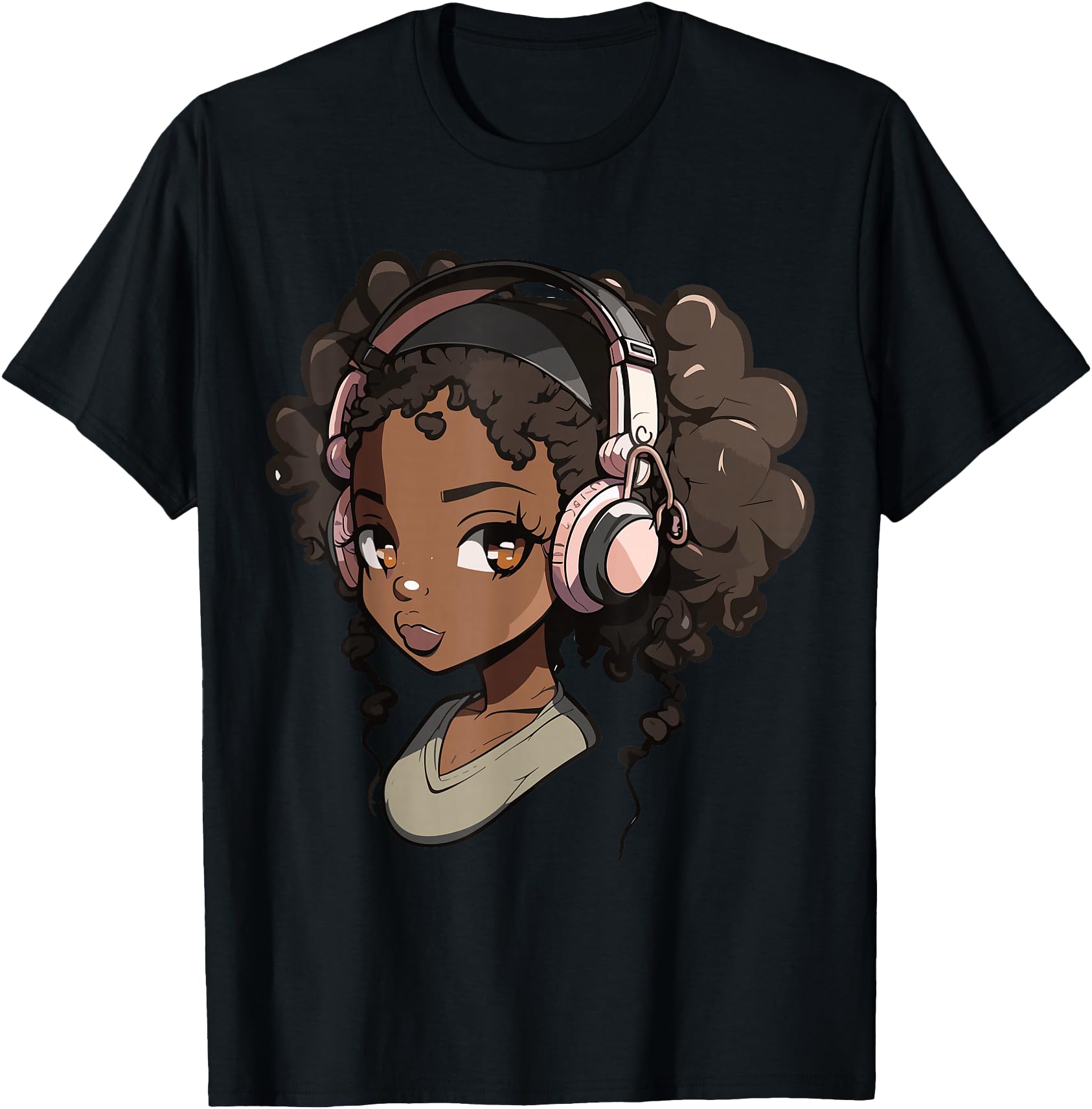 Anime and Music Black Girl Anime Merch Afro African American