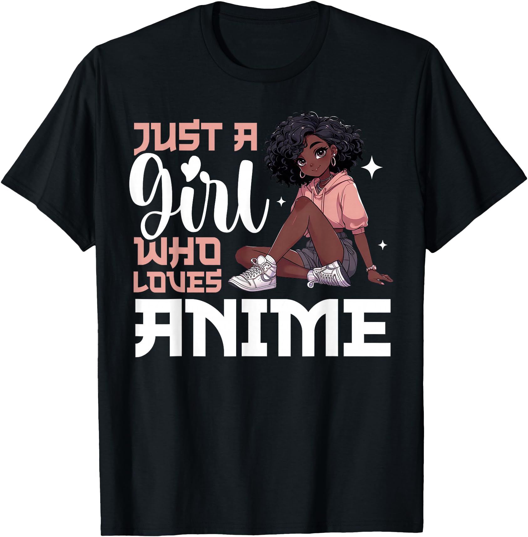 Just A Girl Who Loves Anime Merch African American Afro