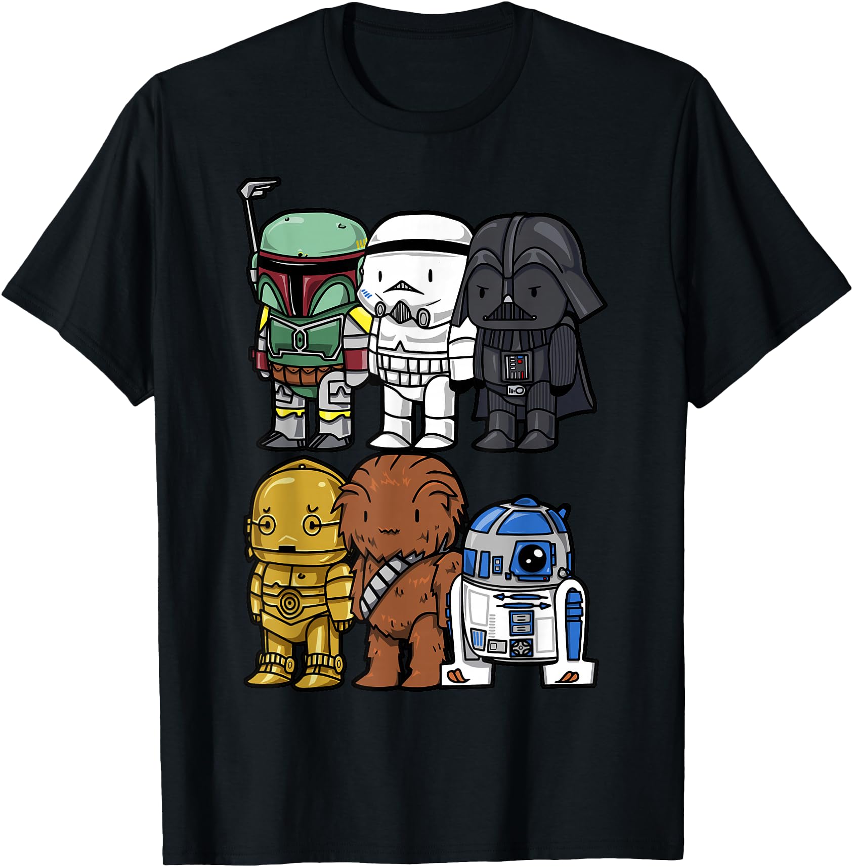 Star Wars Boba Trooper Vader Chewie Chibi Graphic T-Shirt