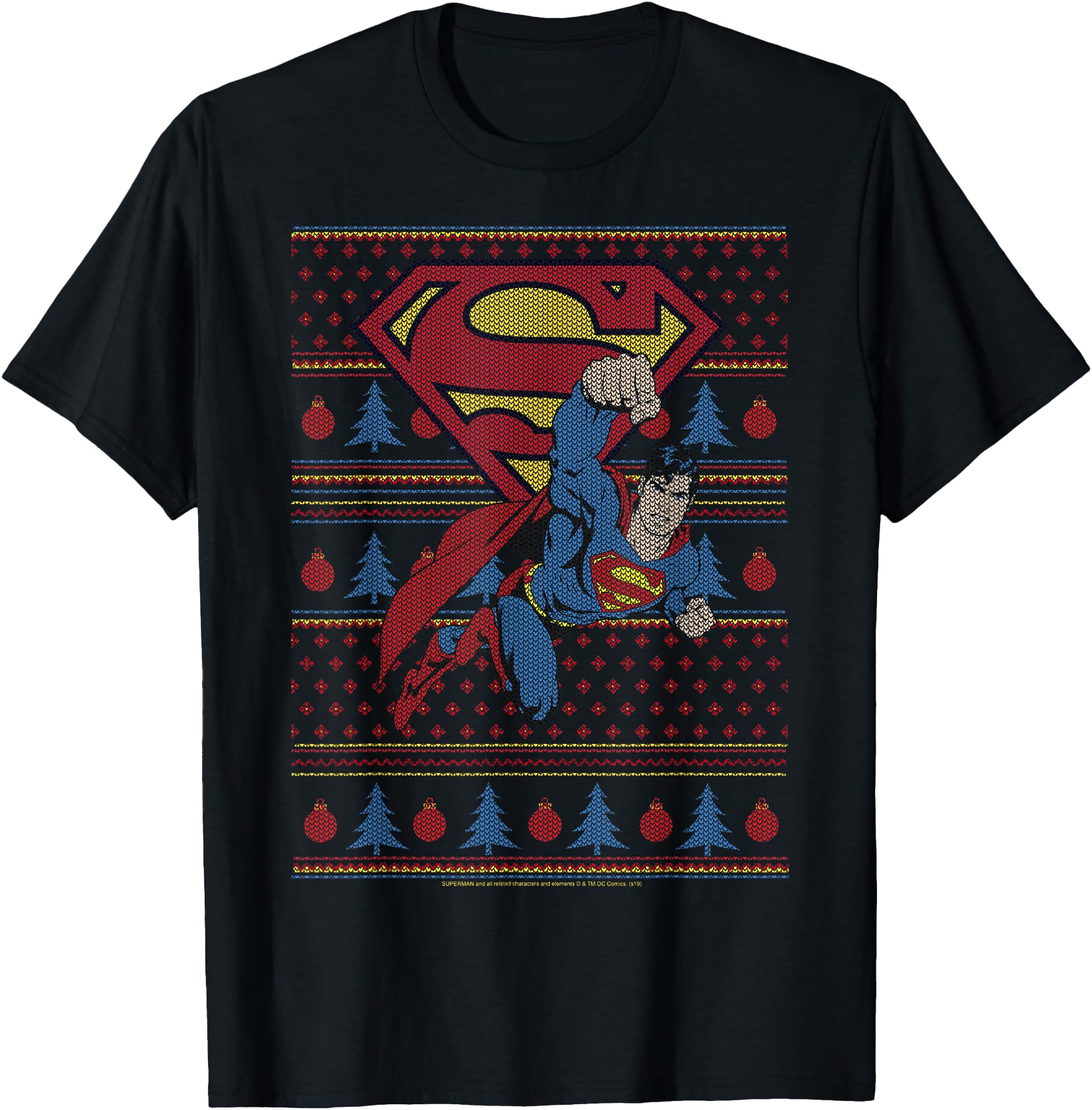DC Comics Superman Action Pose Christmas Sweater Style
