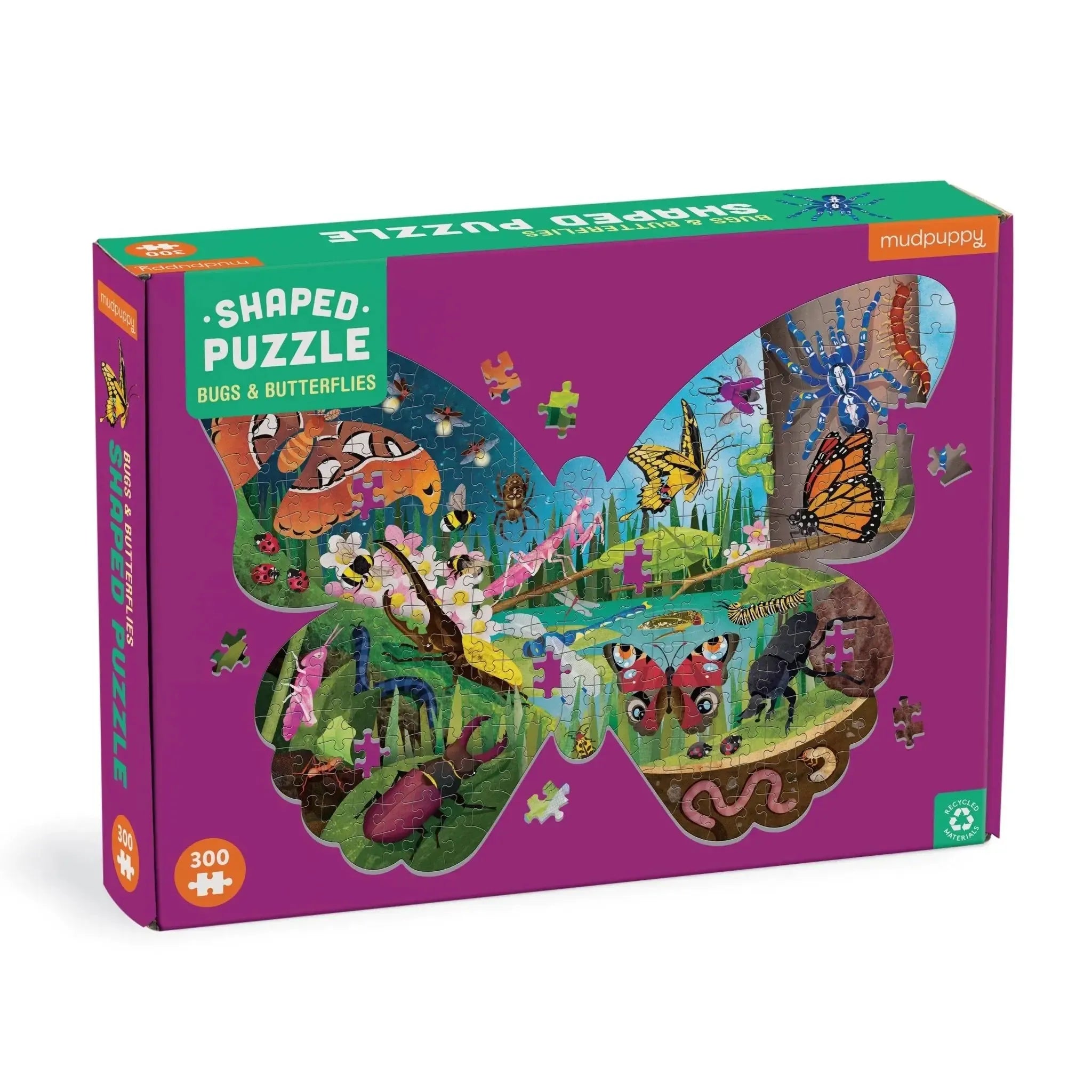 Bugs & Butterflies 300 Piece Shaped Jigsaw Puzzle Mudpuppy