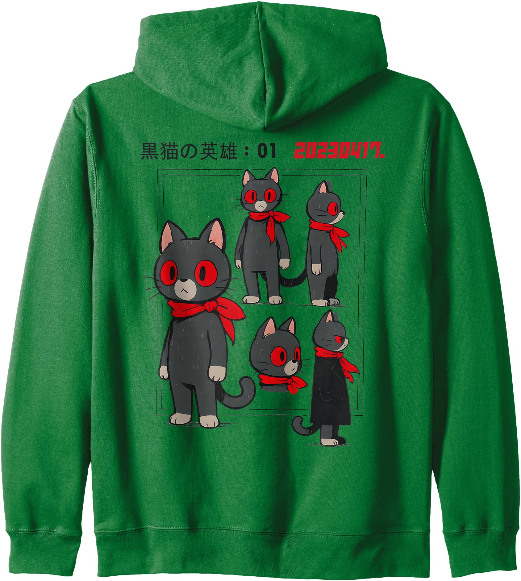 Cute Cat Hero Kawaii Japanese Anime Style Aesthetic Otaku Zip Hoodie