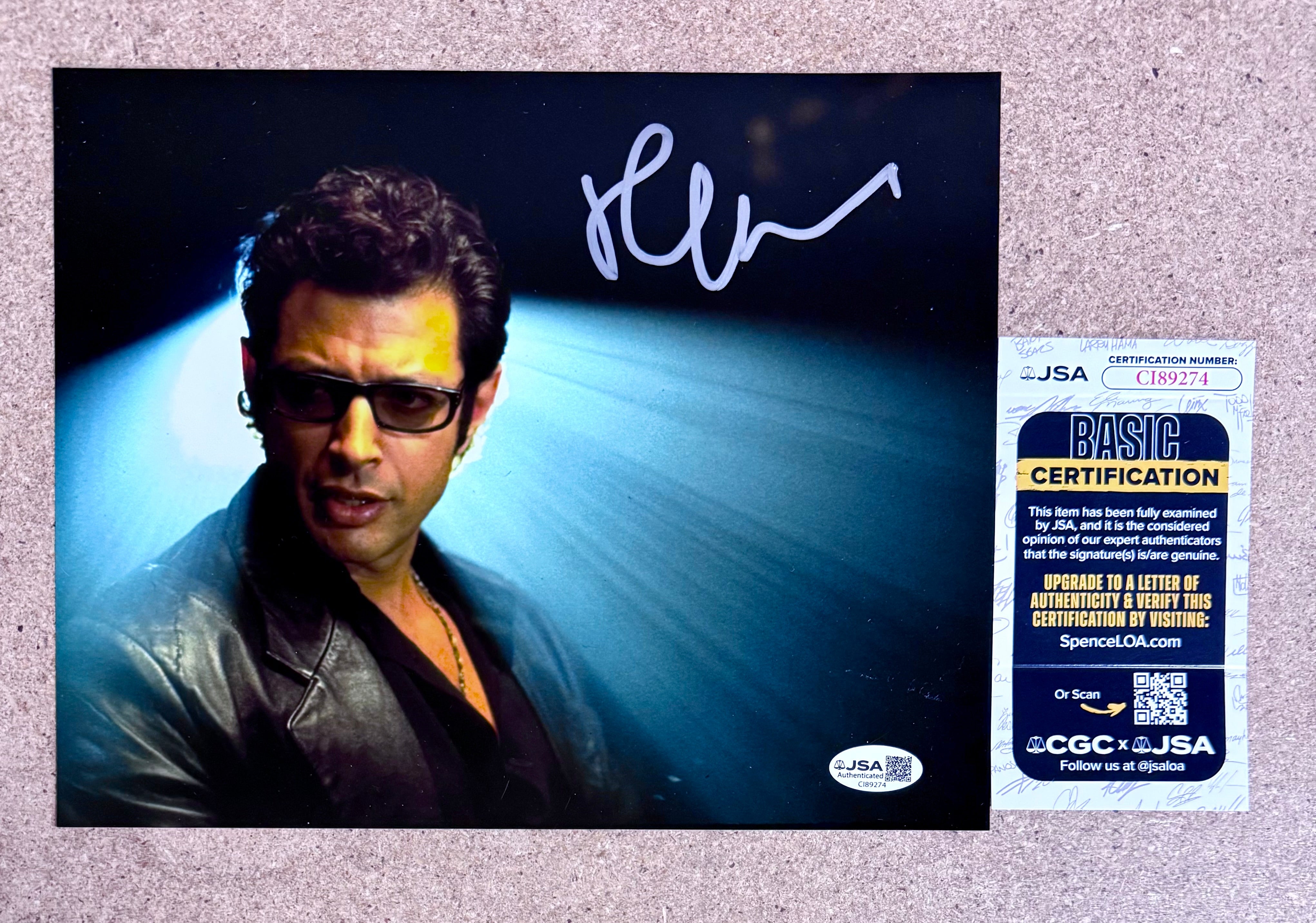 Jeff Goldblum Signed Dr. Ian Malcolm Jurassic Park 8x10 Photo With JSA COA