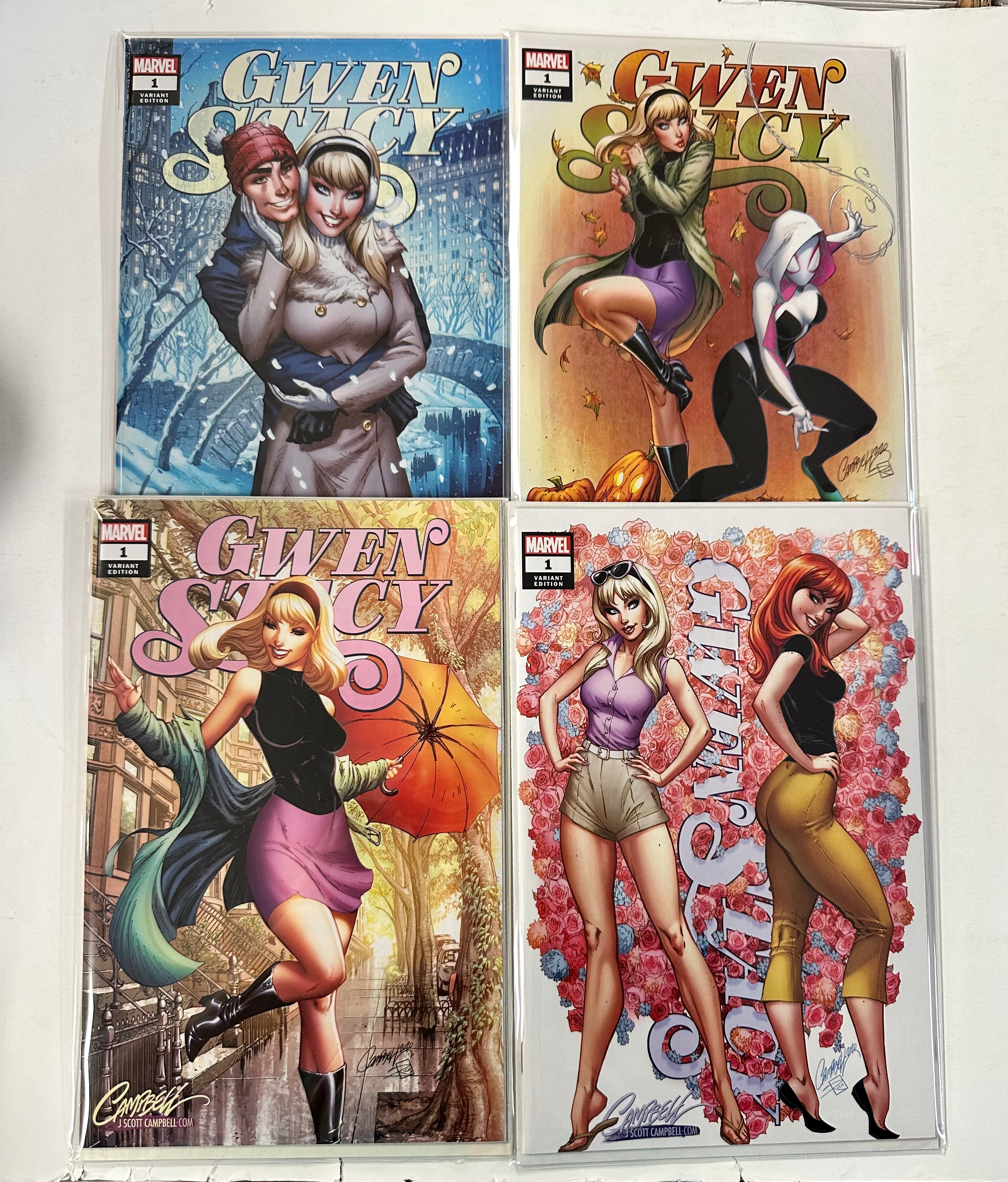 Gwen Stacy #1 J Scott Campbell Exclusive Set Of 4 Marvel Comics 2020 Seasons