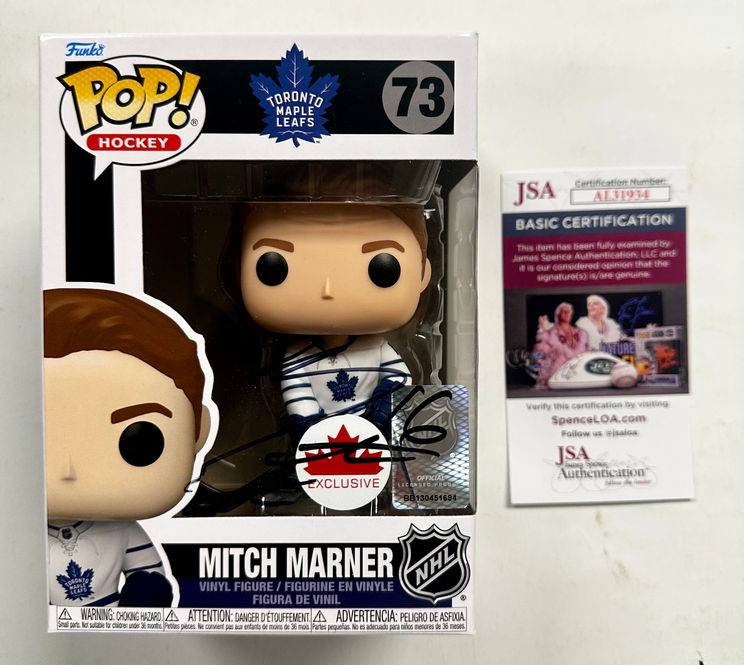 Mitch Marner Signed NHL Toronto Maple Leafs Funko Pop! #73 Exclusive With JSA COA