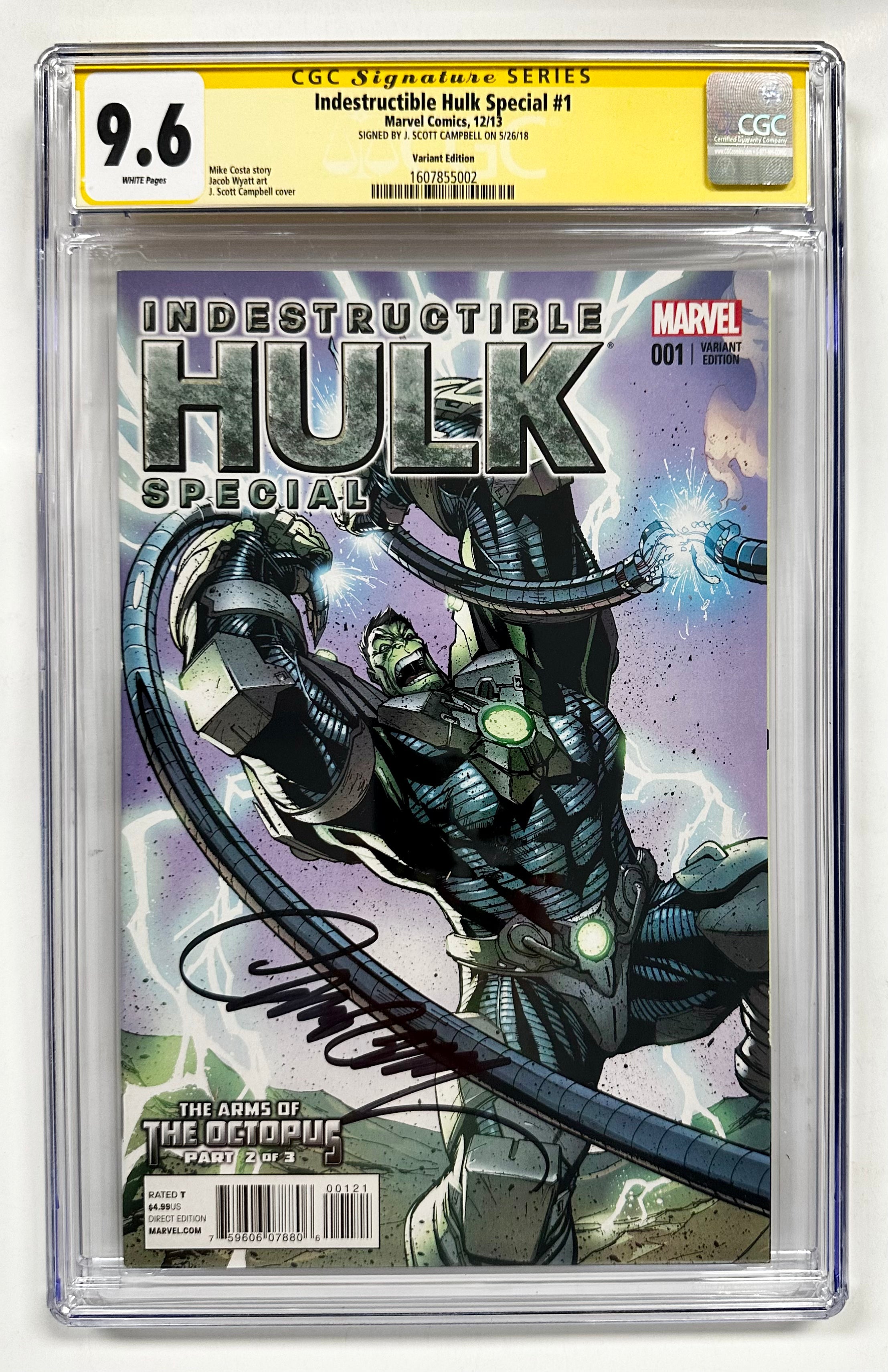 Indestructible Hulk Special #1 CGC 9.6 Signed J Scott Campbell 1:50 Variant
