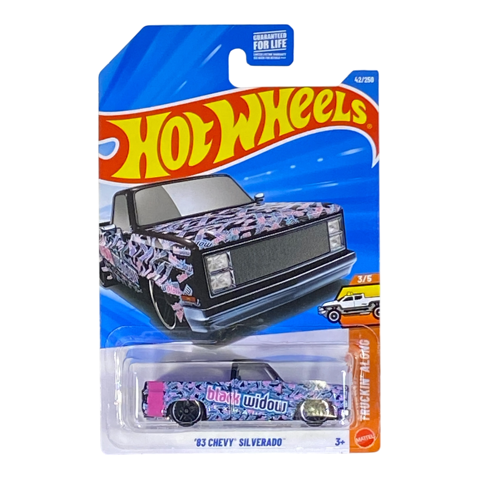 Hot Wheels '83 Chevy Silverado "Black Widow" - Truckin' Along Series 3/5