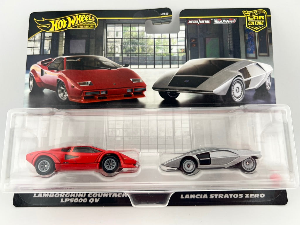 Hot Wheels Car Culture 2-Pack – Lamborghini Countach LP5000 QV & Lancia Stratos Zero
