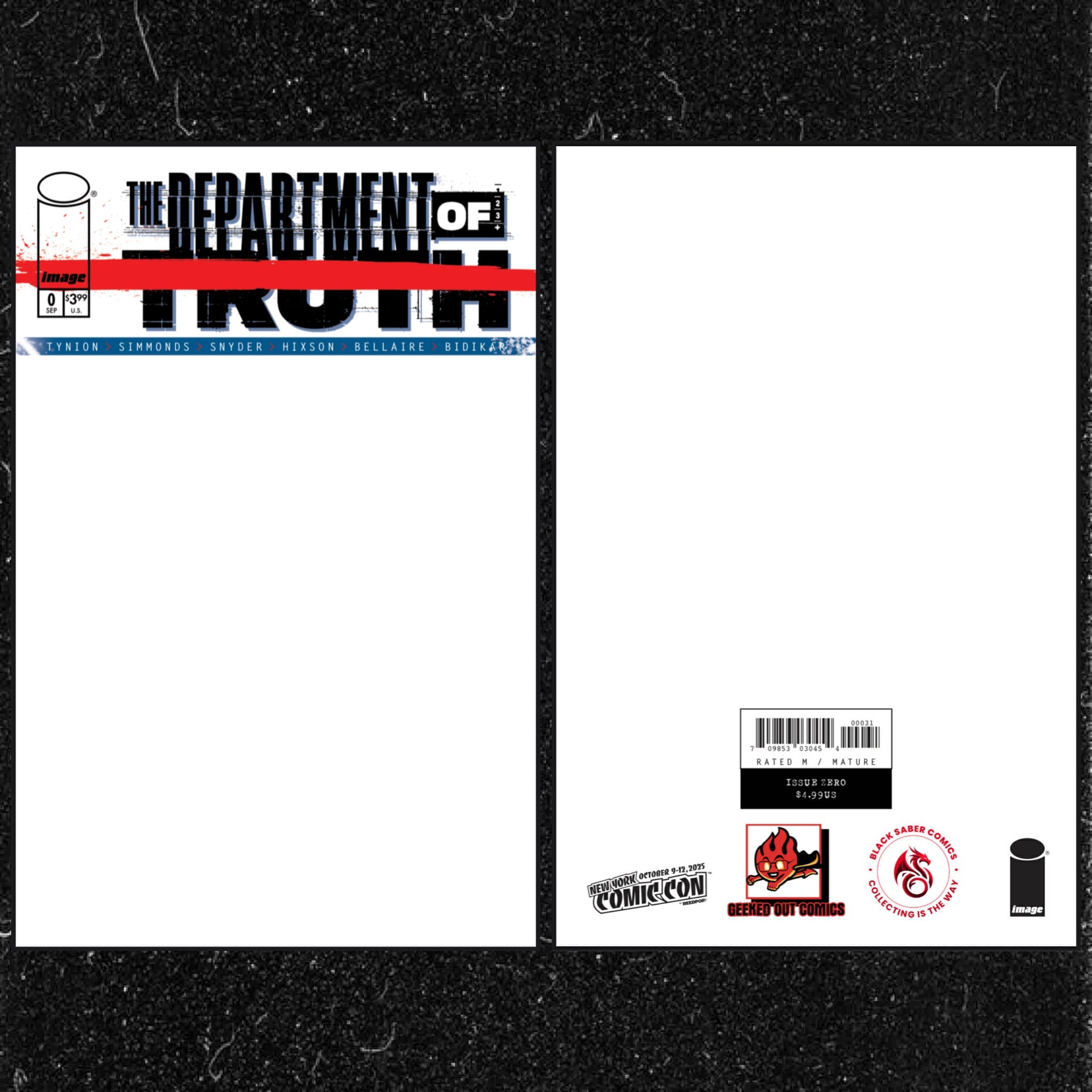 Image: Department Of Truth #0 Black Saber Comics NYCC Exclusive Ltd 400 Blank/ Sketch