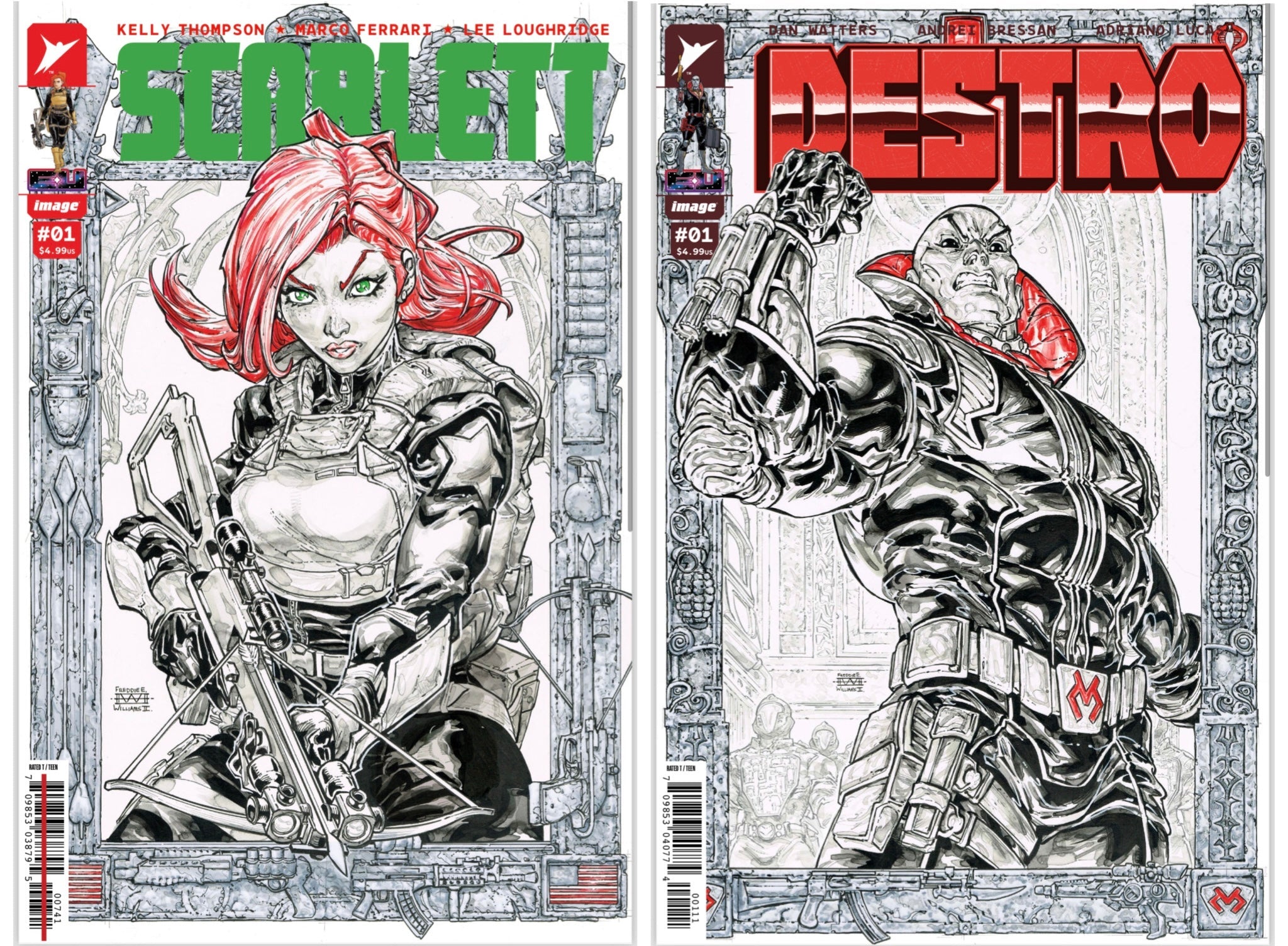 SCARLETT #1 AND DESTRO #1 (Energon universe) (2 BOOK BUNDLE) FREDDIE WILLIAMS Black Saber Comics Exclusive