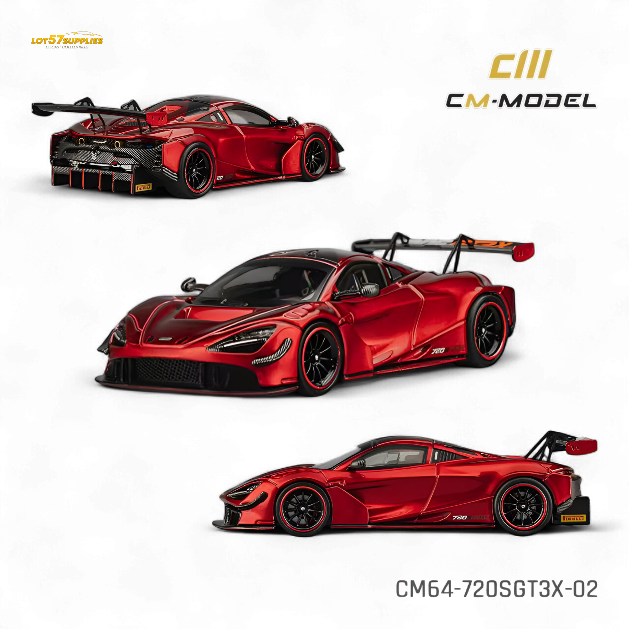 (Pre-Order) CM Model McLaren 720S GT3X - Metallic Red 1:64