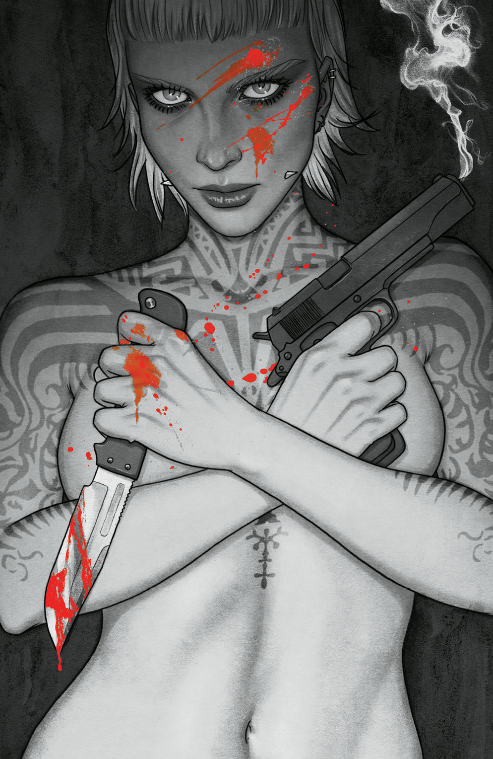 W0RLDTR33 #1 SSCO WORLDTREE FRISON GREYSCALE BLOOD SPLASH VIRGIN VARIANT 2023