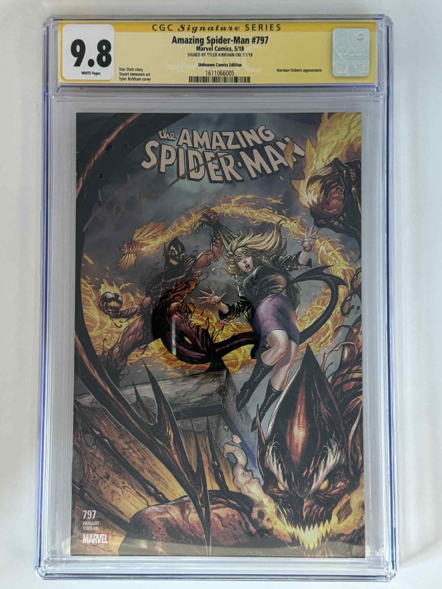 [Signed by Tyler Kirkham] Amazing Spider-Man #797 CGC 9.8 Yellow Label Exclusive Var