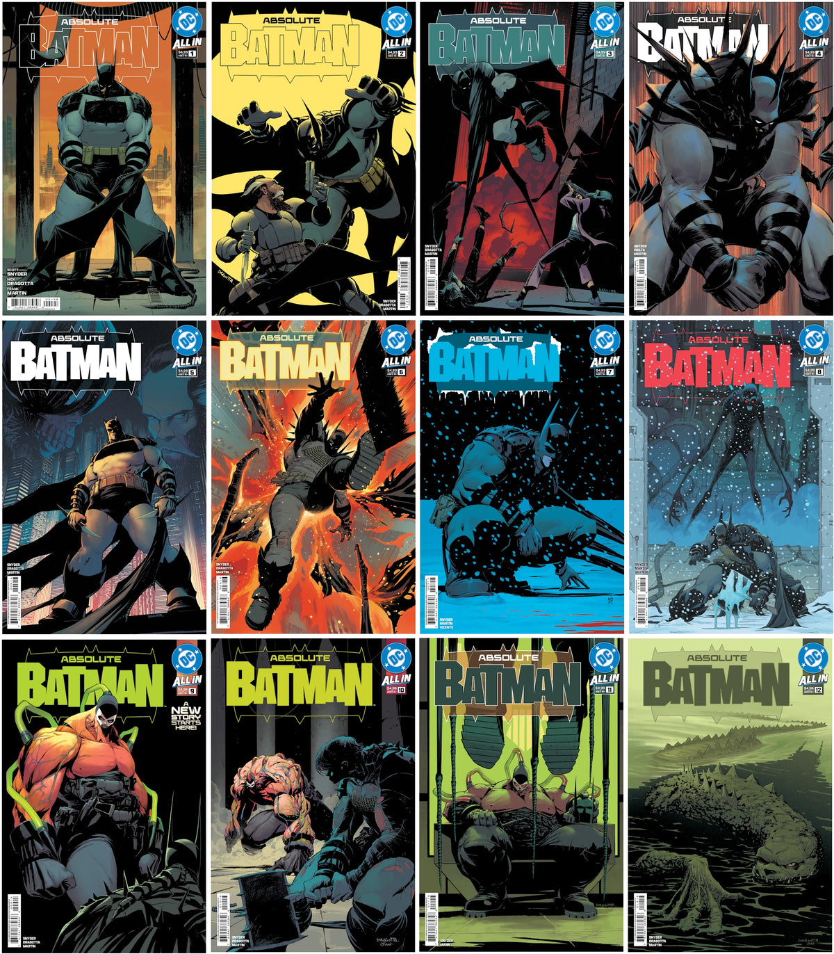ABSOLUTE BATMAN #1,2,3,4,5,6,7,8,9,10,11,12 SET