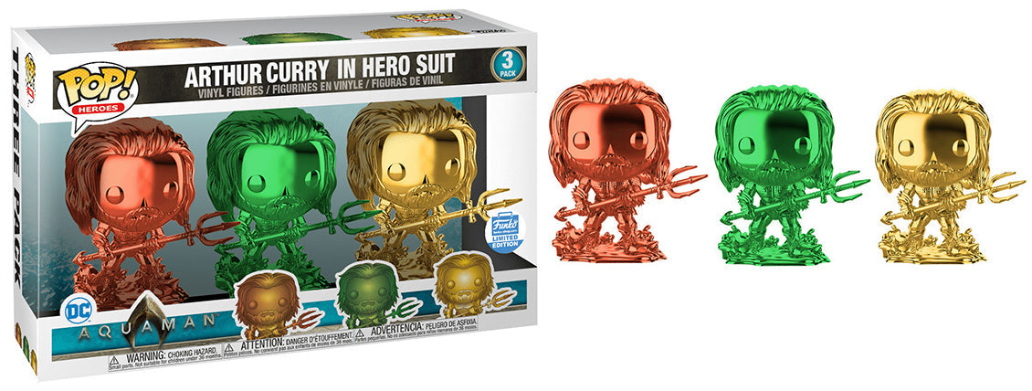 Arthur Curry in Hero Suit (Aquaman, Chrome) 3-pk - Funko Shop Exclusive