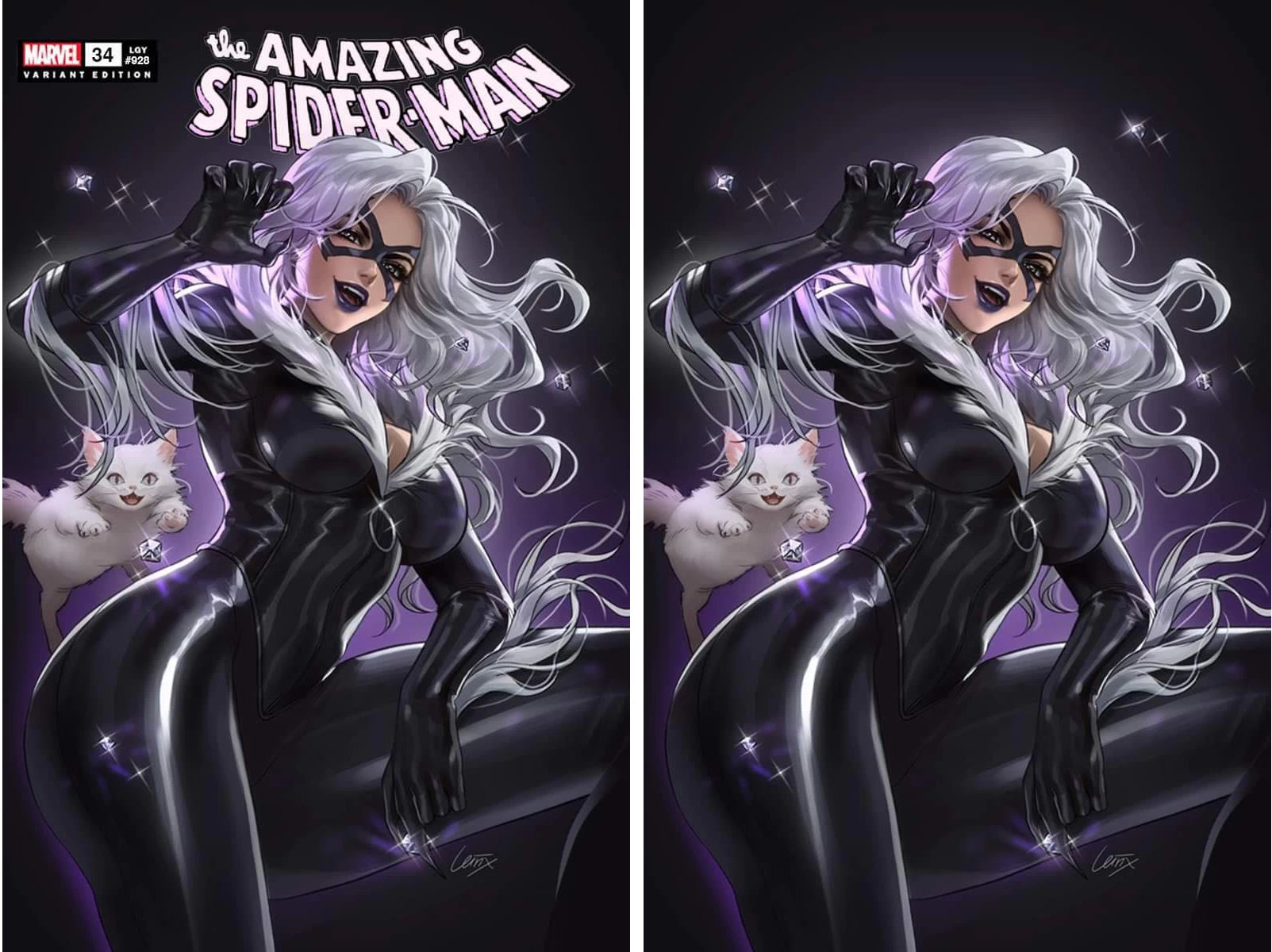 AMAZING SPIDER-MAN #34 (LEIRIX LI EXCLUSIVE BLACK CAT TRADE/VIRGIN VARIANT SET)