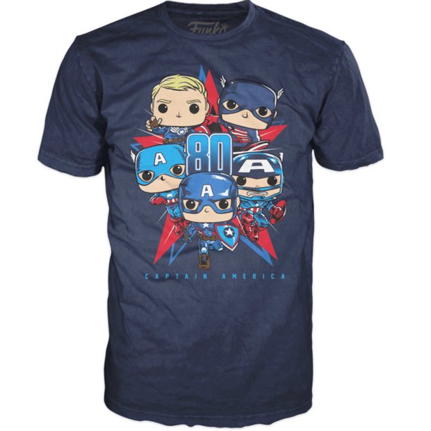 Funko POP! Tees Captain America 80th Across the Years (Size Small) T-Shirt Collector Corps Exclusive