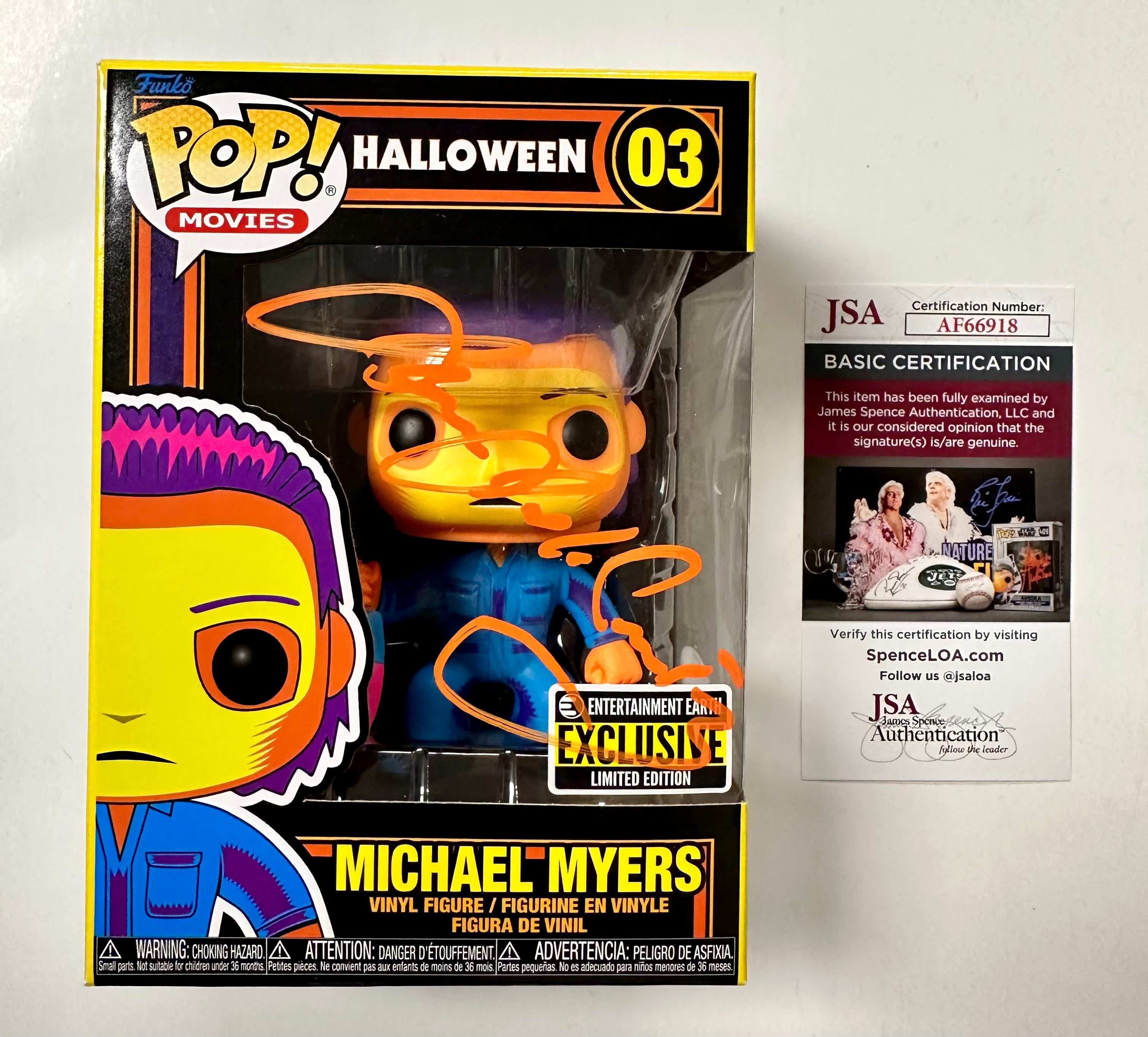 James Jude Courtney Signed Black Light Michael Myers Halloween Funko Pop! #03 Exclusive With JSA COA
