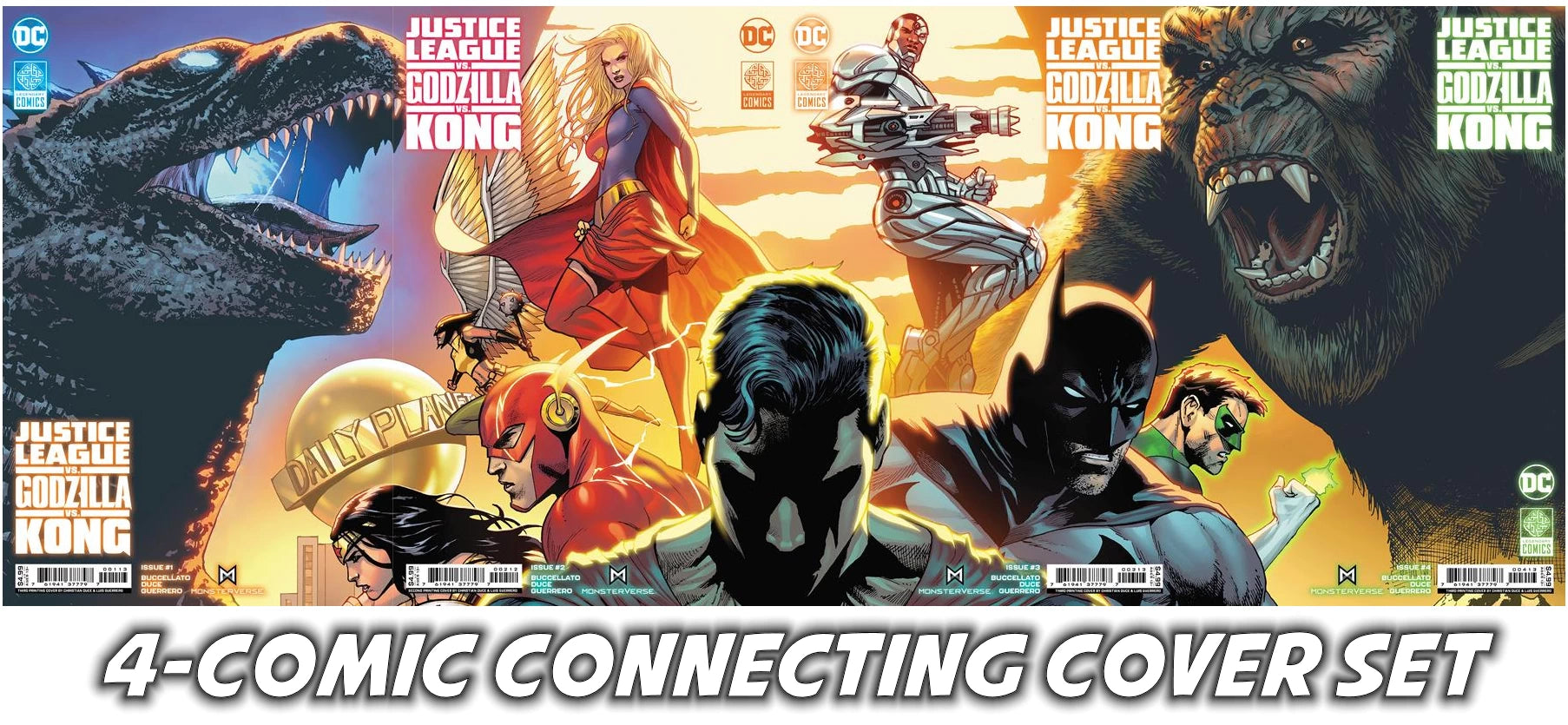 JUSTICE LEAGUE vs GODZILLA vs KONG #1,2,3,4 (CONNECTING VARIANT SET OF 4)