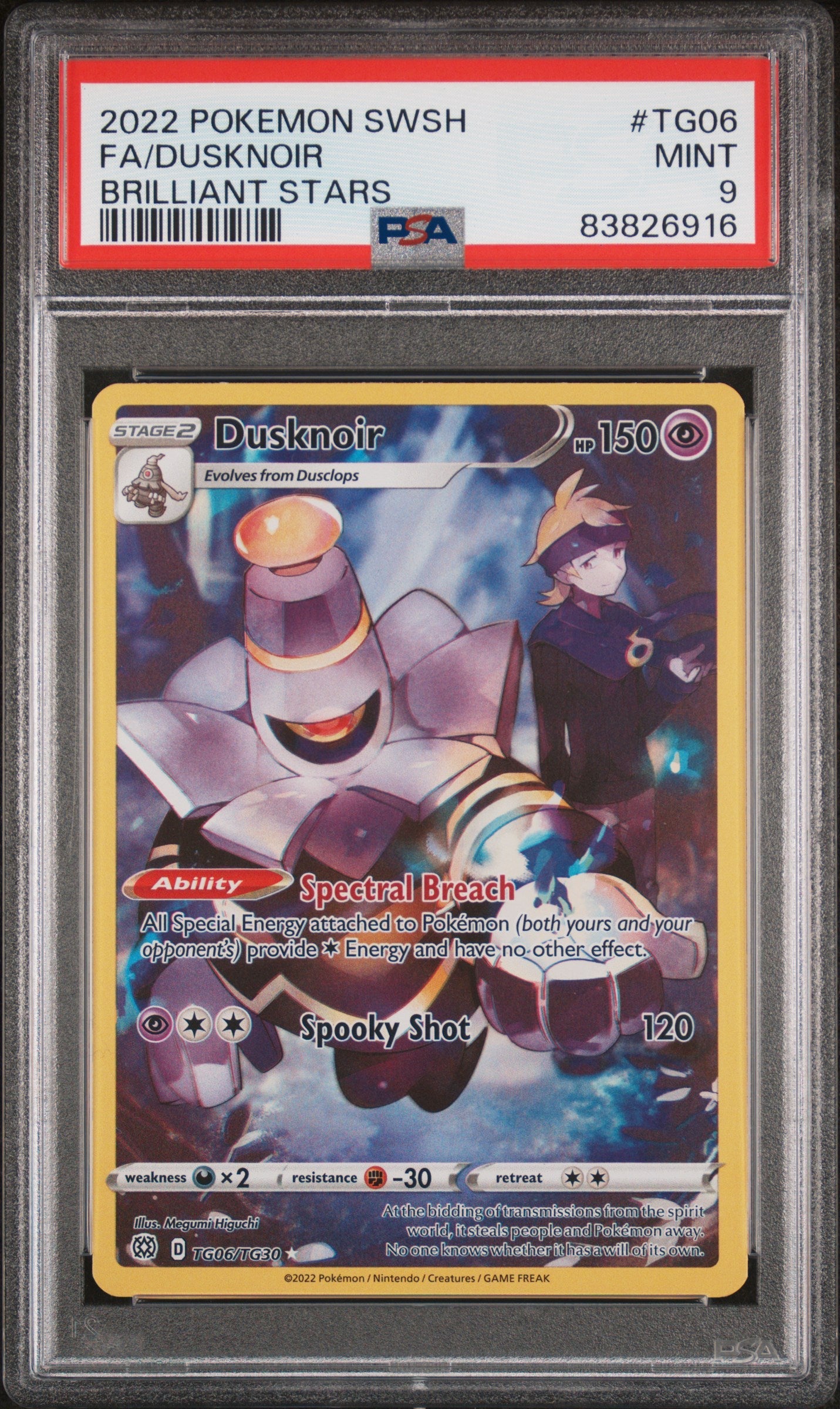 2022 POKEMON SWORD & SHIELD BRILLIANT STARS FA/DUSKNOIR #TG06 PSA 9