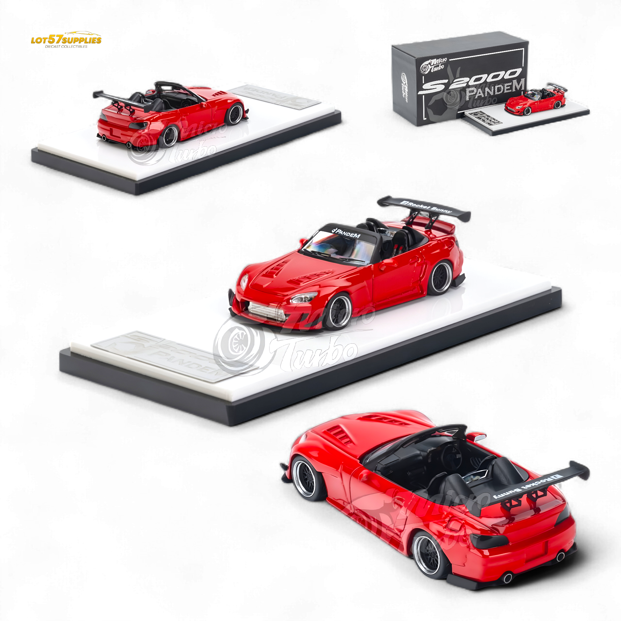 Microturbo Honda S2000 Roadster Pandem Rocket Bunny Aero Kit in Red 1:64