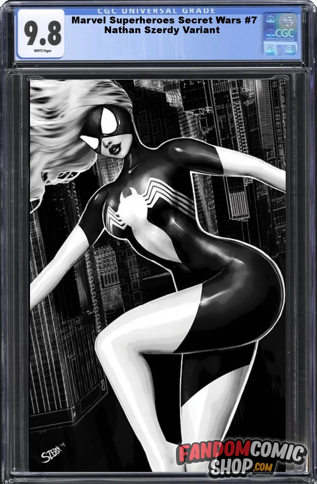 MARVEL SUPER HEROES SECRET WARS #7 FACSIMILE EDITION (NATHAN SZERDY EXCLUSIVE B&W VIRGIN VARIANT) ~ CGC Graded 9.8