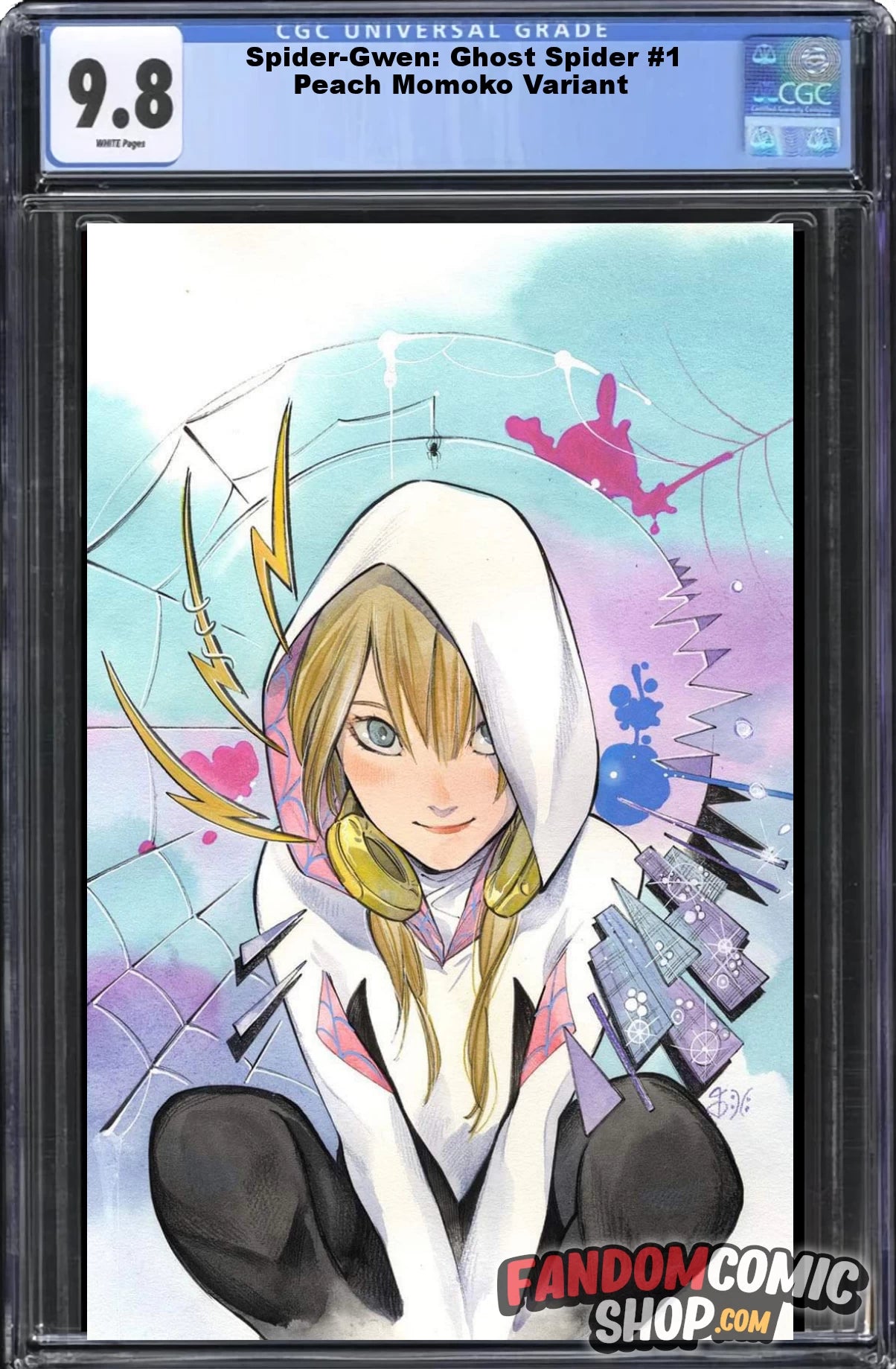 SPIDER-GWEN: GHOST SPIDER #1 (PEACH MOMOKO EXCLUSIVE VIRGIN VARIANT) ~ CGC Graded 9.8