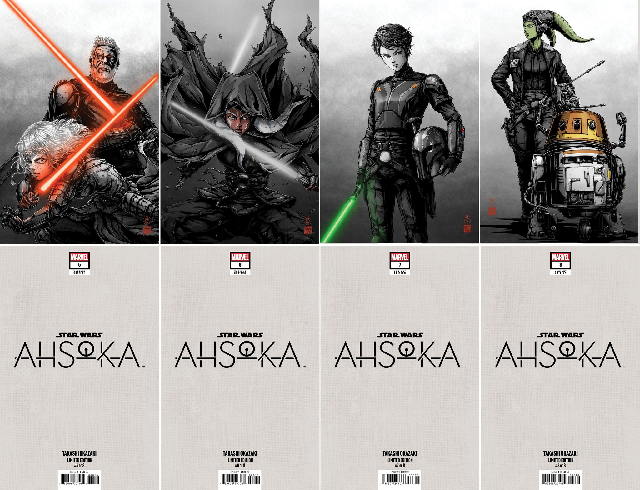 STAR WARS: AHSOKA #1-8 (TAKASHI OKAZAKI EXCLUSIVE VIRGIN VARIANT SET)(COMPLETE SET OF 8)