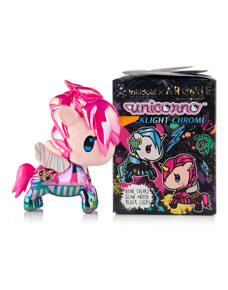 tokidoki x ARCANE Unicorno Black Light Chrome Blind Box – League of Legends Collab Mystery Figure